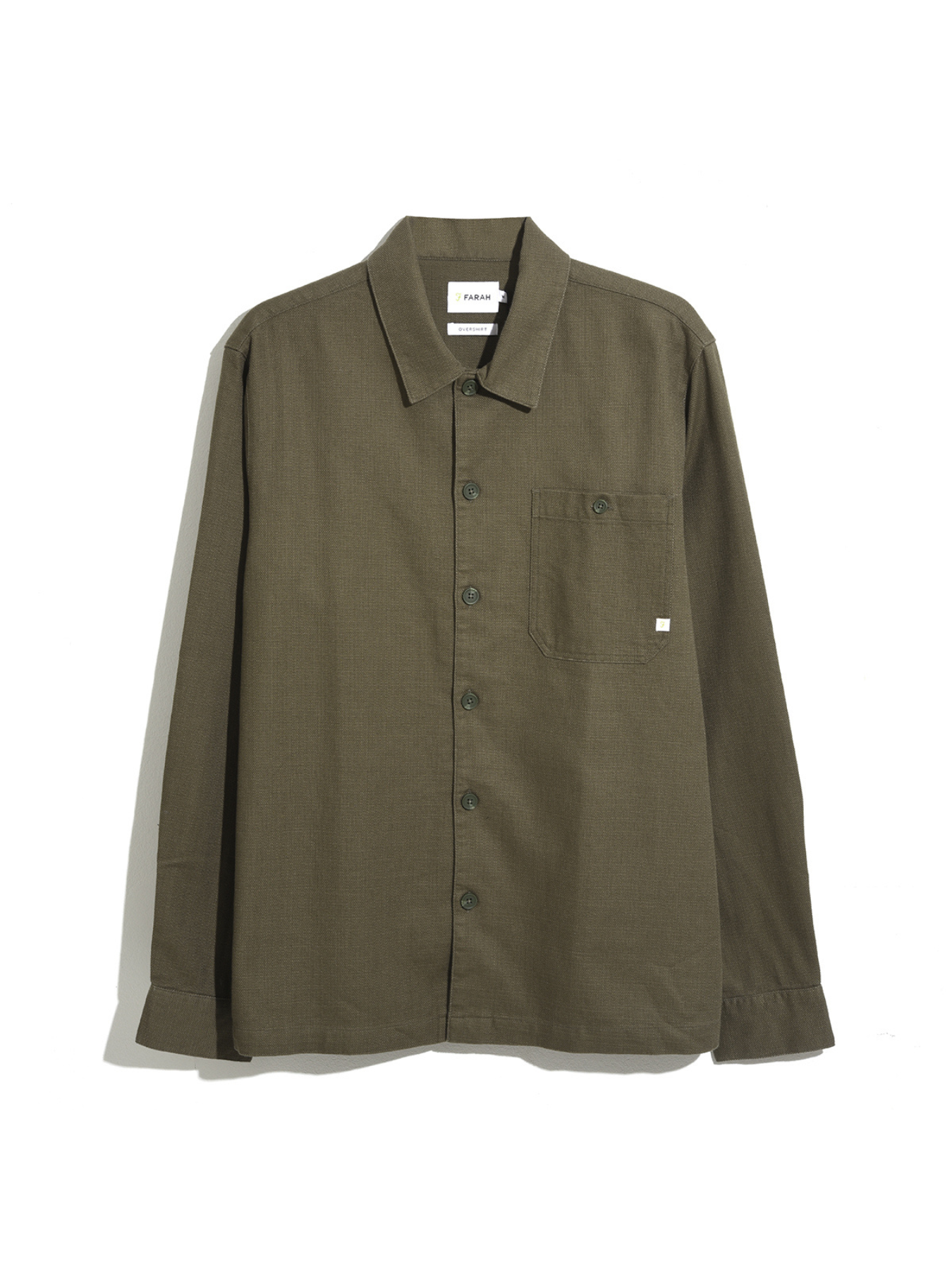 View Firmin Relaxed Fit Organic Cotton Long Sleeve Shirt In Olive Green information