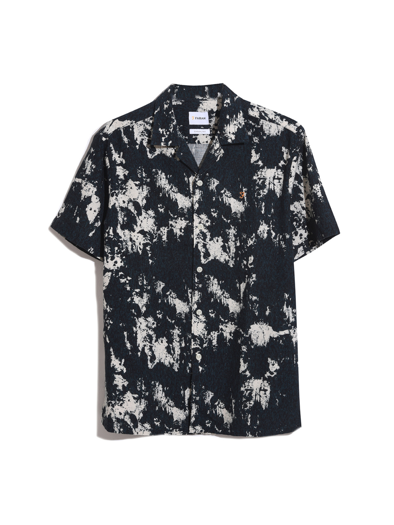 View Farah Gabrielle Digital Print Short Sleeve Shirt In True Navy Blue Mens information