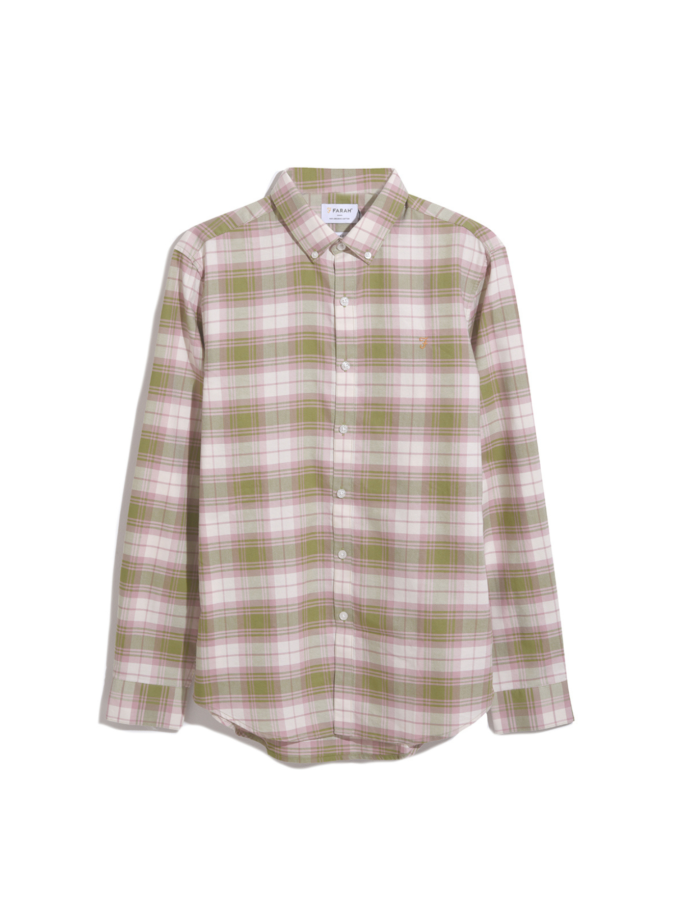 View Brewer Slim Fit Check Organic Cotton Long Sleeve Shirt In Moss Green information