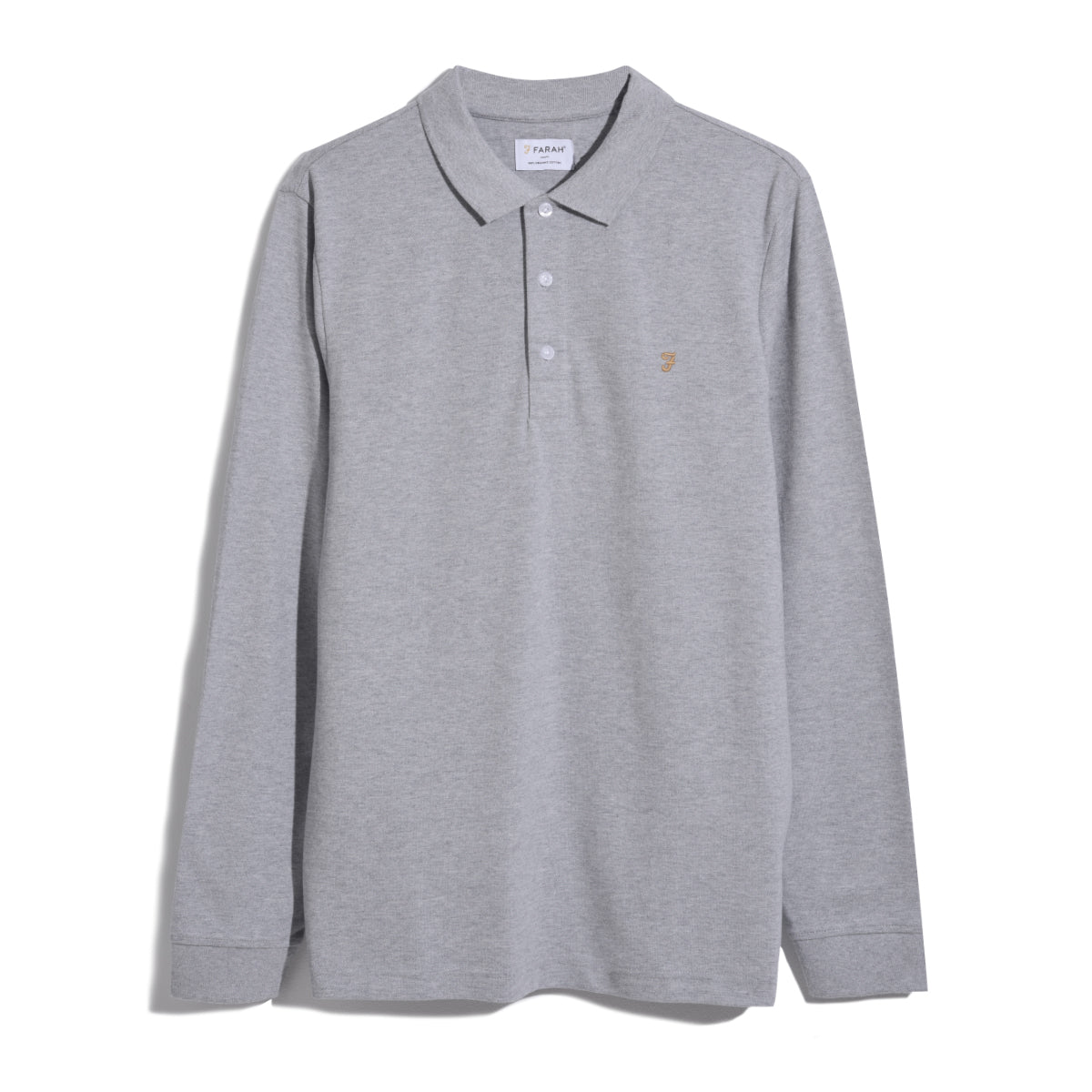 View Blanes Organic Cotton Long Sleeve Polo Shirt In Grey Marl information