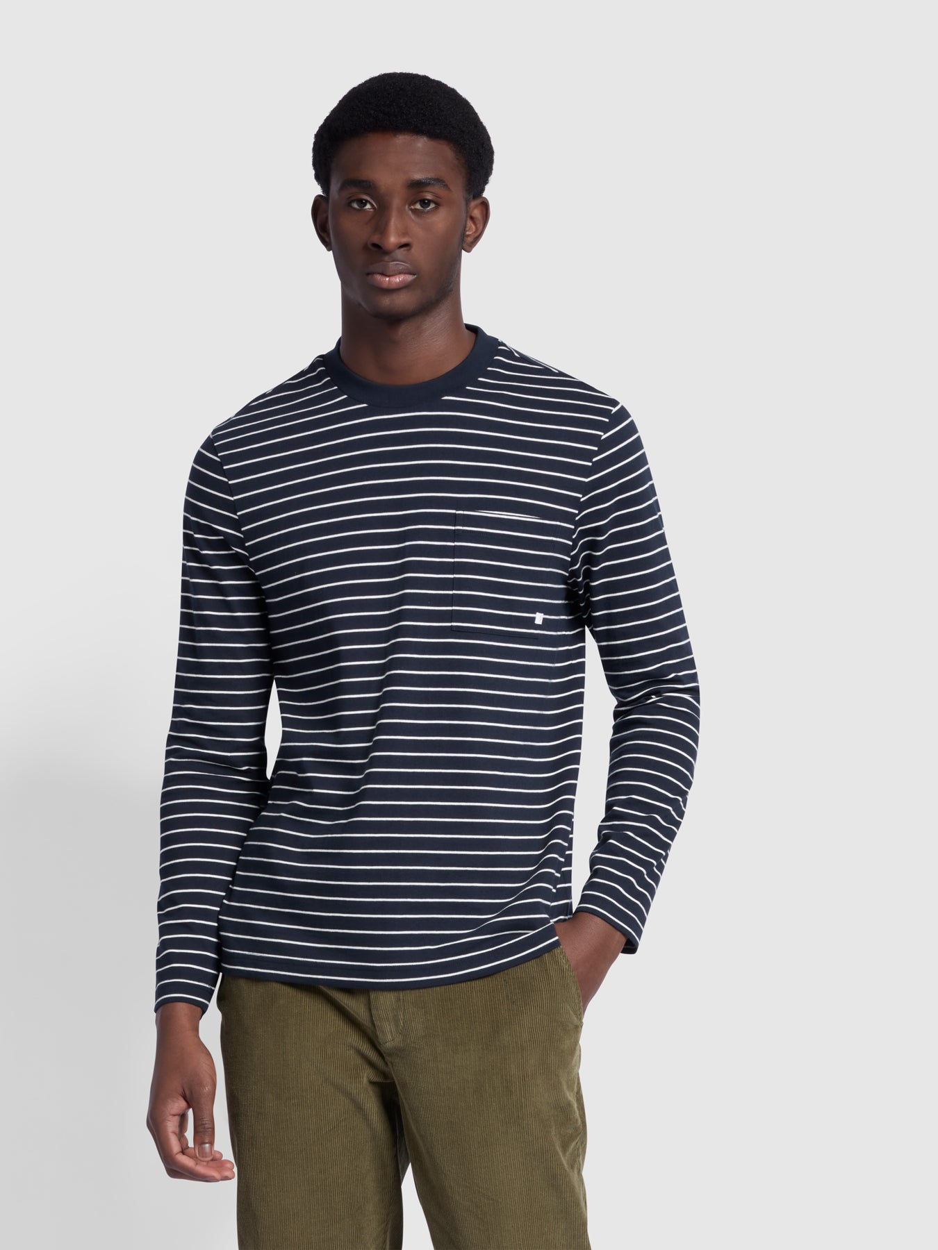 View Lungara Regular Fit Long Sleeve Pocket TShirt In True Navy information