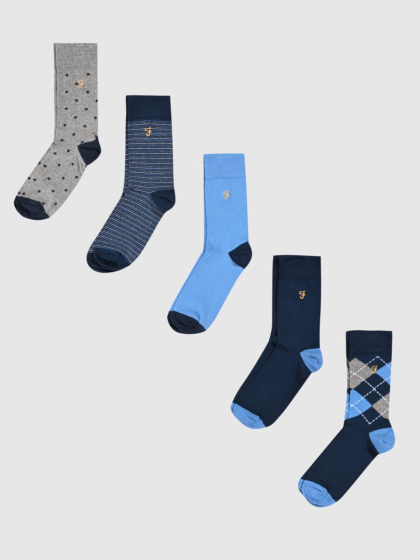 Minuit 5 Pack Socks In Dress Blues