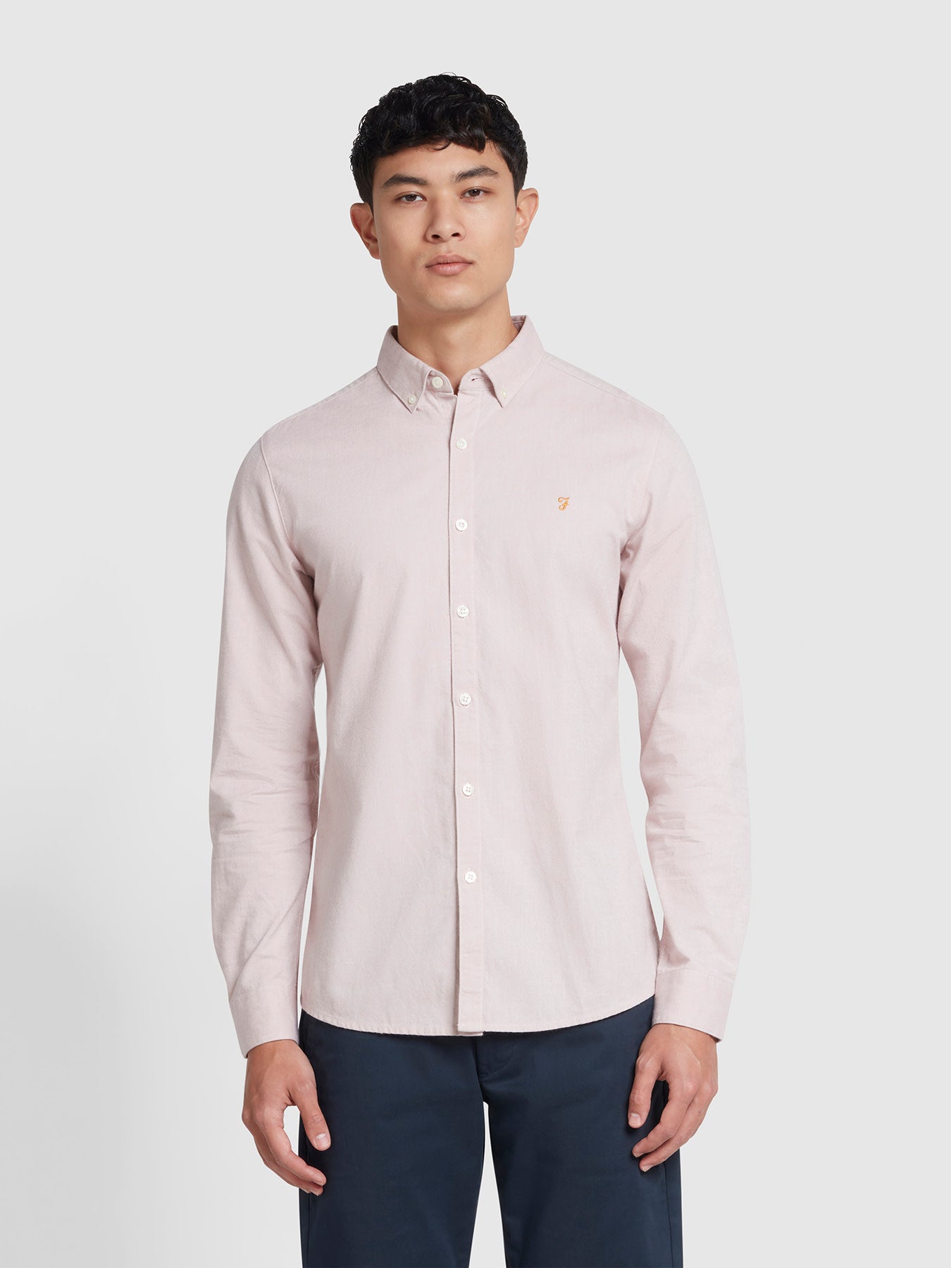 View Steen Slim Fit Organic Cotton Long Sleeve Shirt In Dark Pink information