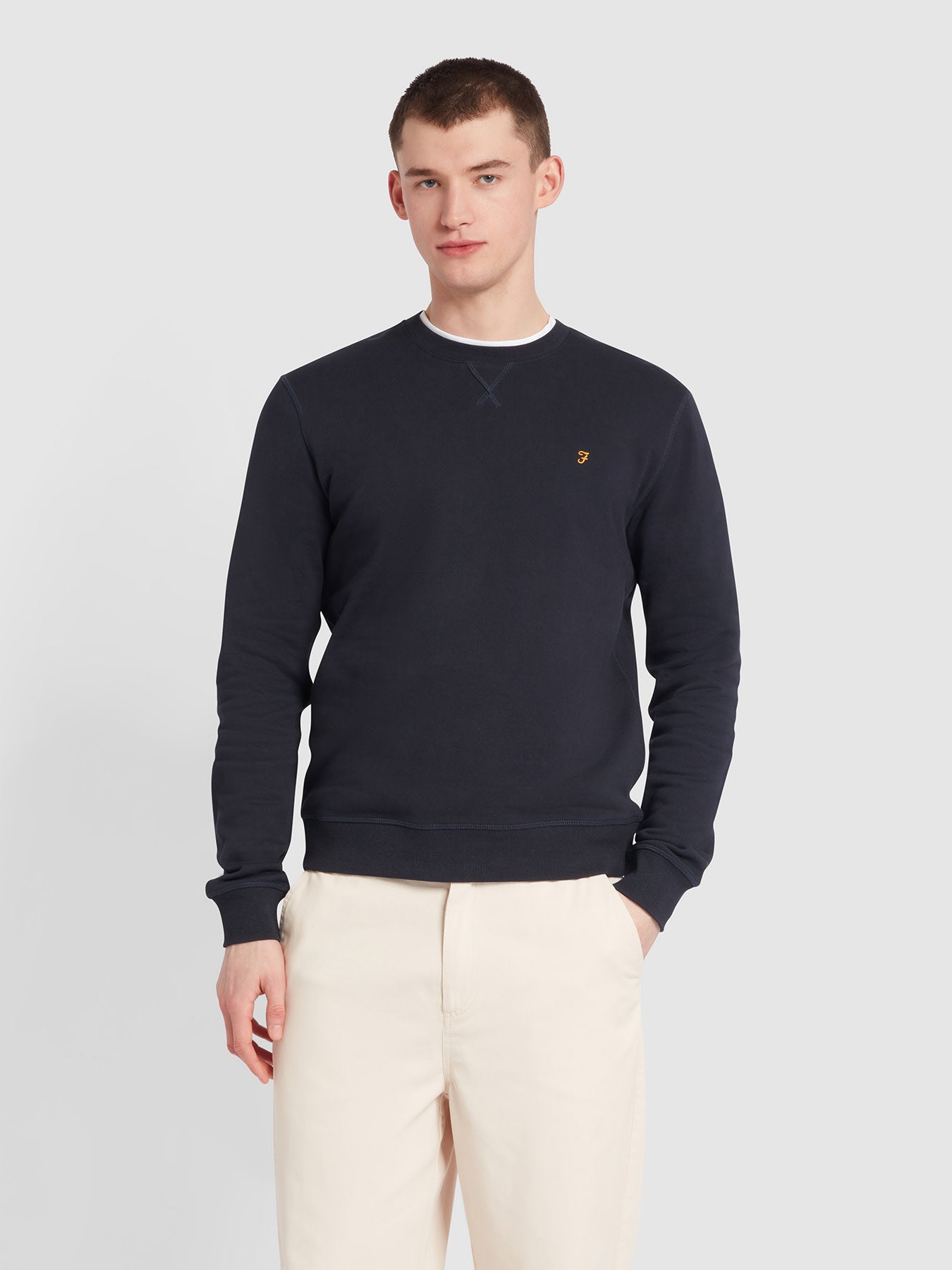 View Tim Organic Cotton Crew Neck Sweatshirt In True Navy information