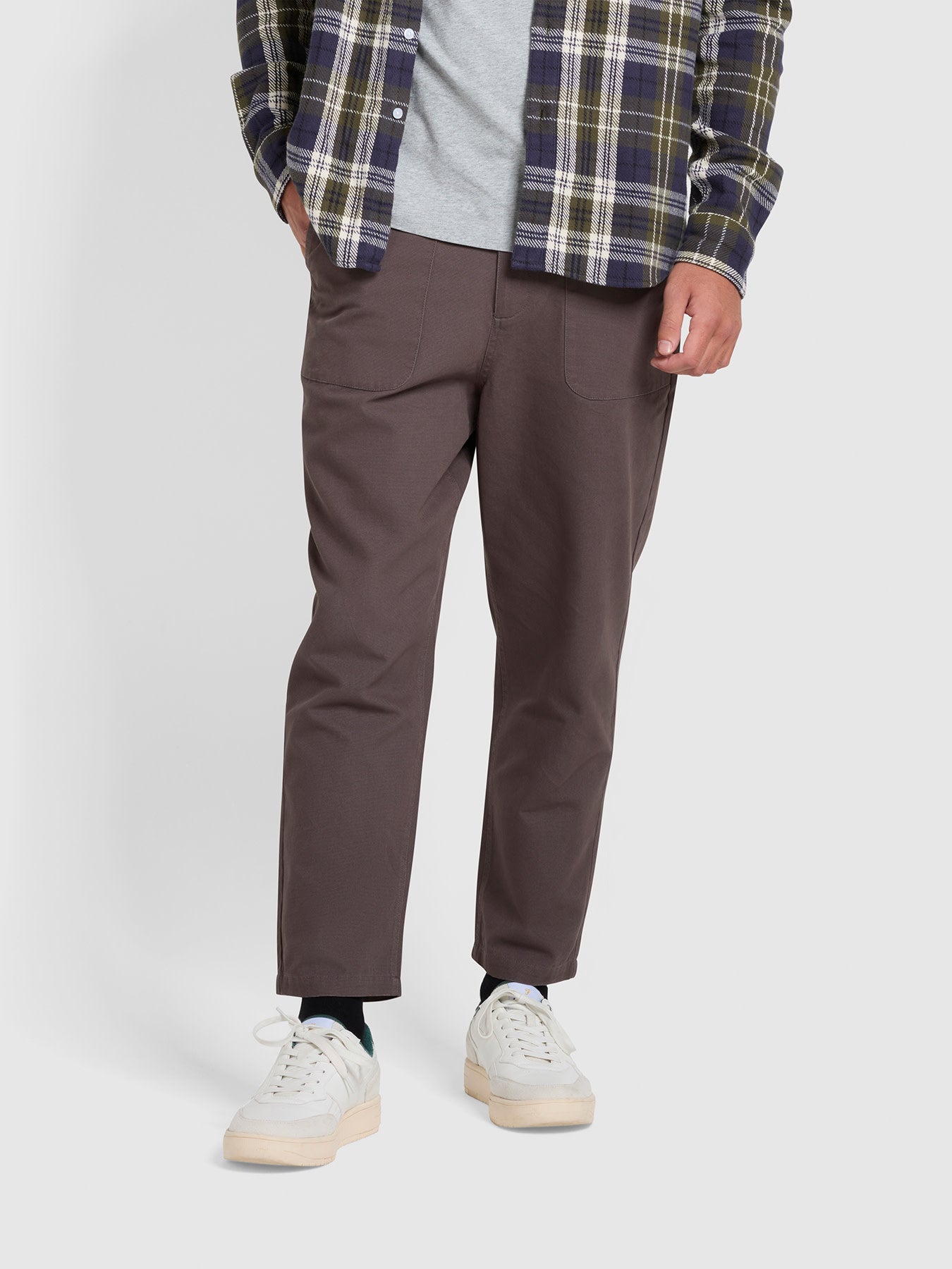 View Hawtin Relaxed Tapered Fit Canvas Trousers In Farah Grey information
