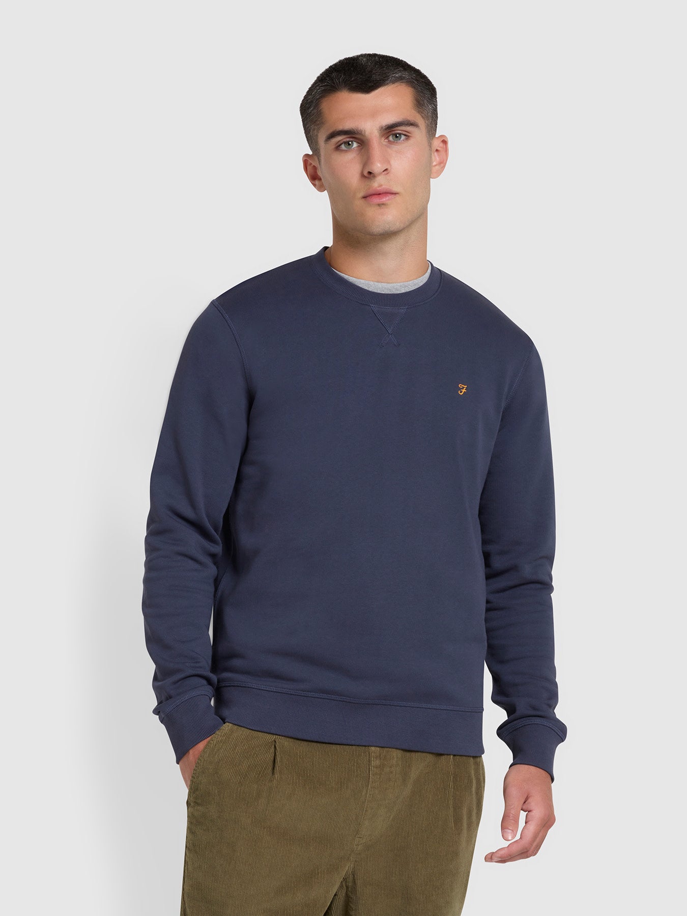 View Tim Organic Cotton Crew Neck Sweatshirt In Liquorice Blue information