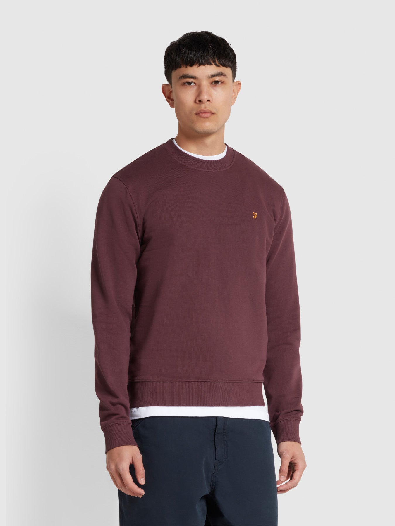 View Farah Hanbury Crew Neck Sweatshirt In Farah Red Red Mens information