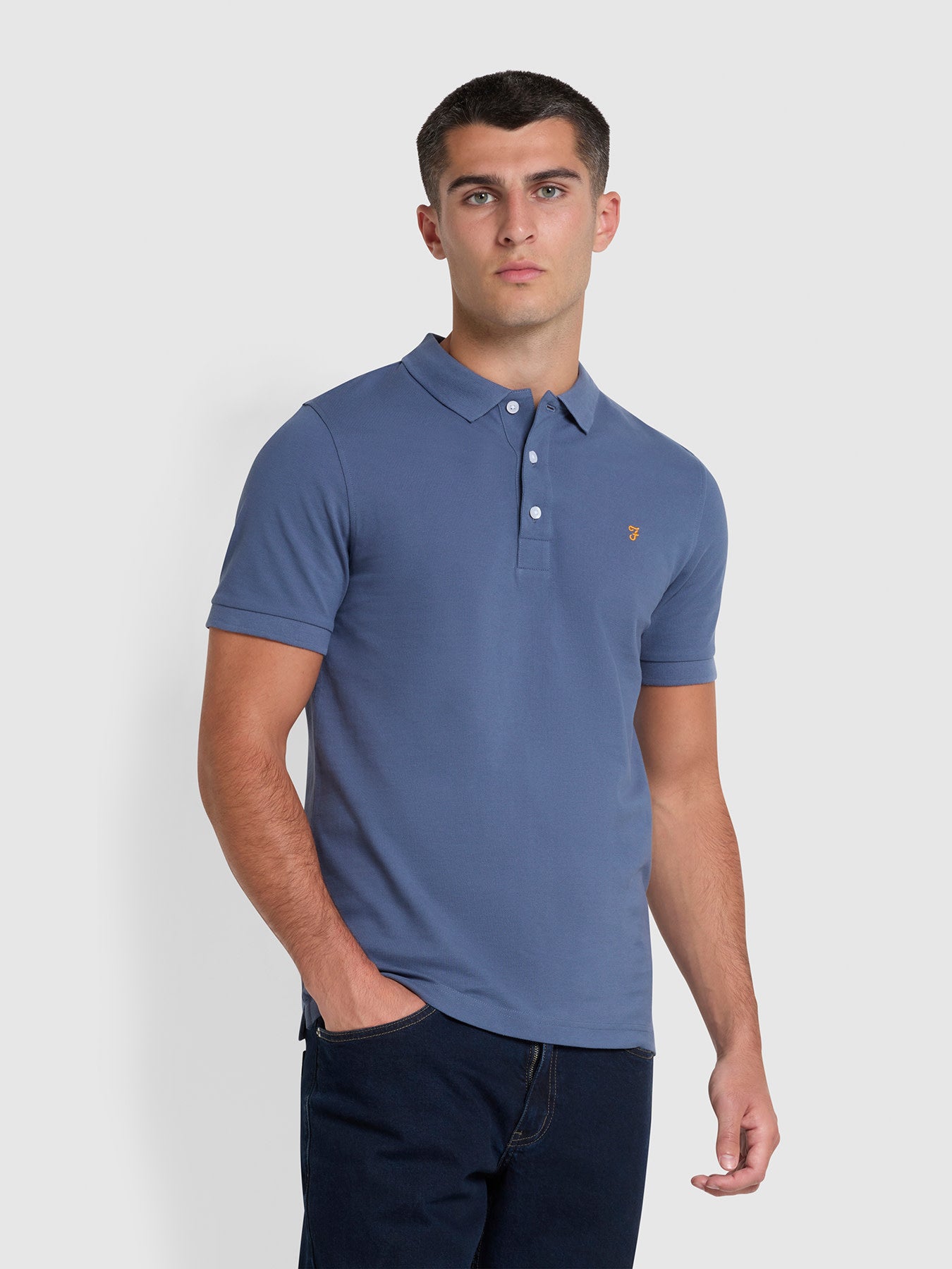View Blanes Slim Fit Organic Cotton Polo Shirt In River Bed information