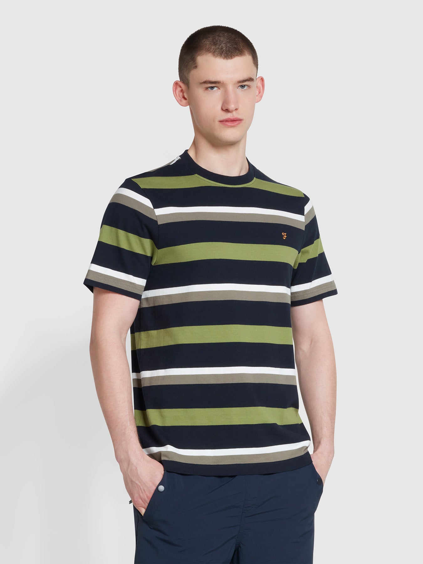 View Caspar Regular Fit Stripe TShirt In True Navy information