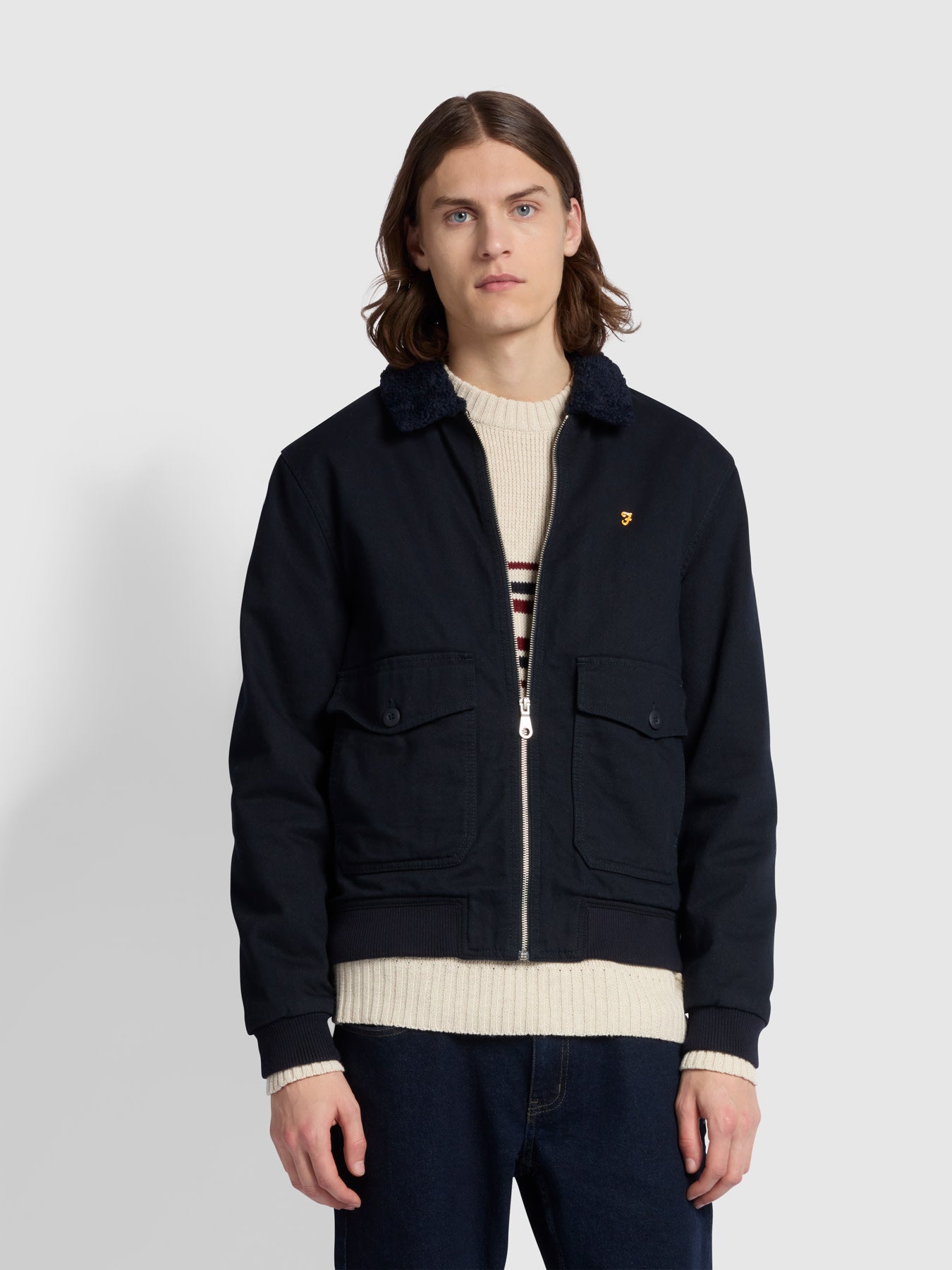 View Sistine Regular Fit Blouson Jacket In True Navy information