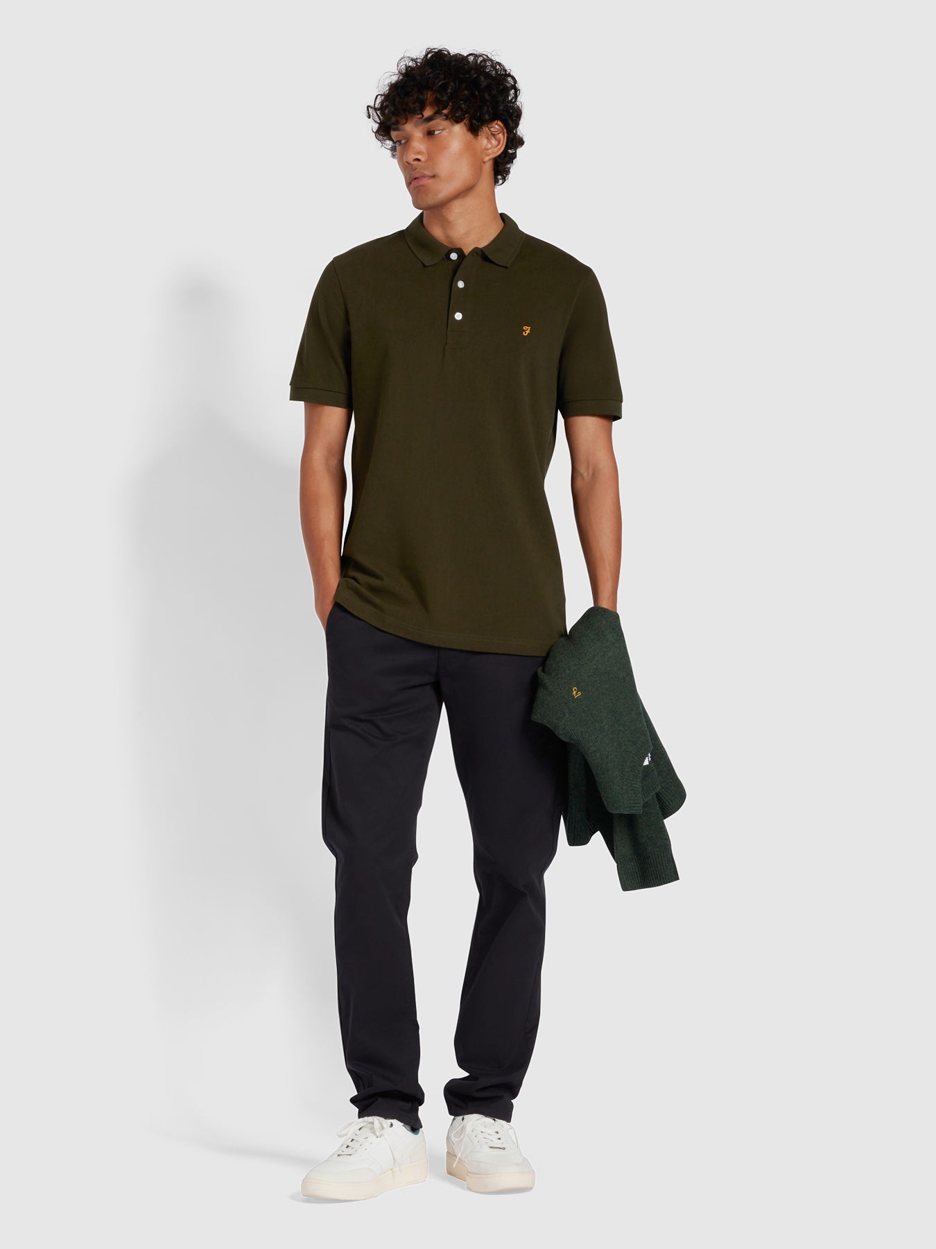 View Endmore Skinny Fit Organic Cotton Chino Twill Trousers In Black information