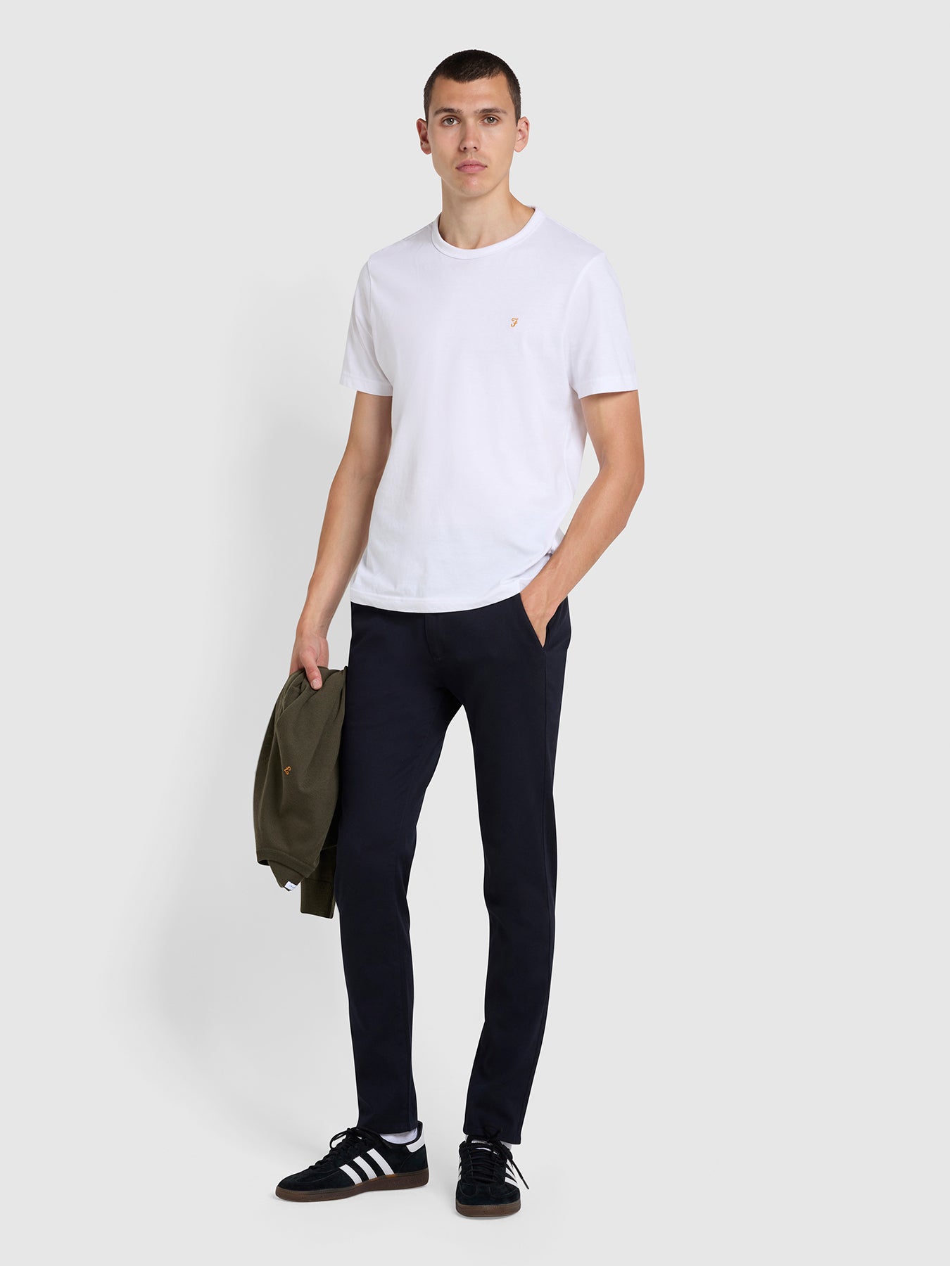 Endmore Skinny Fit Organic Cotton Twill Chinos In True Navy