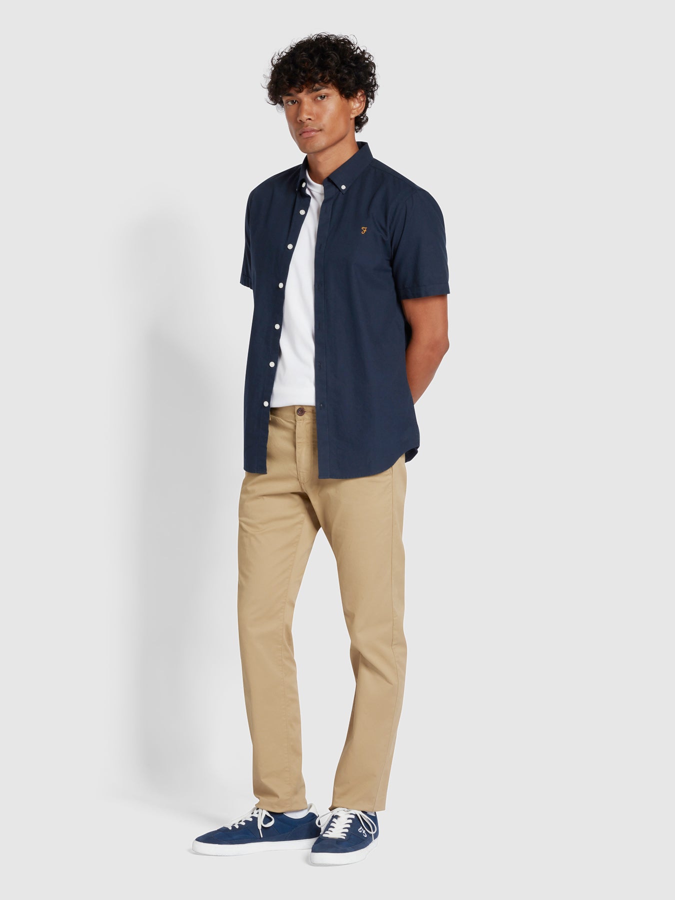 View Elm Regular Fit Organic Cotton Twill Chinos In Beige information