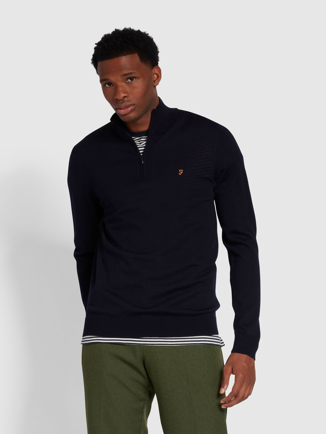 View Redchurch Merino Wool Quarter Zip Jumper In True Navy information