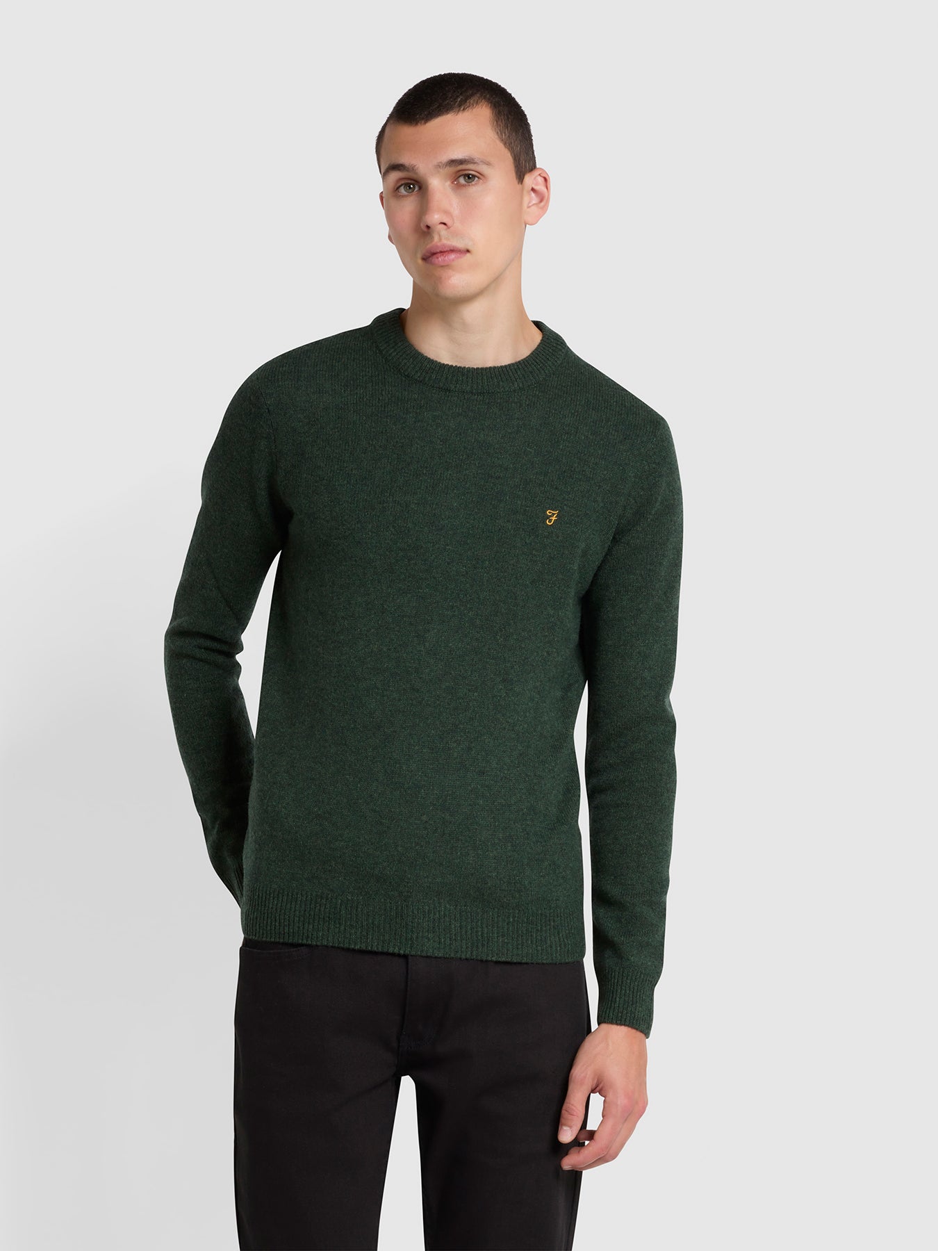 View Birchall Crew Neck Lambswool Jumper In Evergreen information