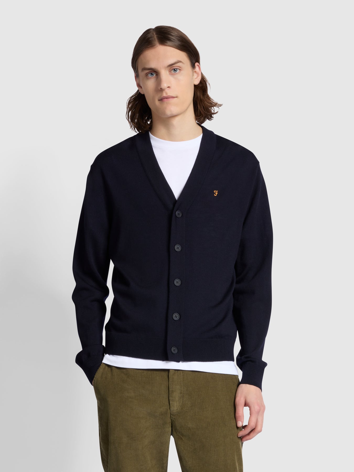 View Mullen Slim Fit Merino Wool Cardigan Sweater In True Navy information