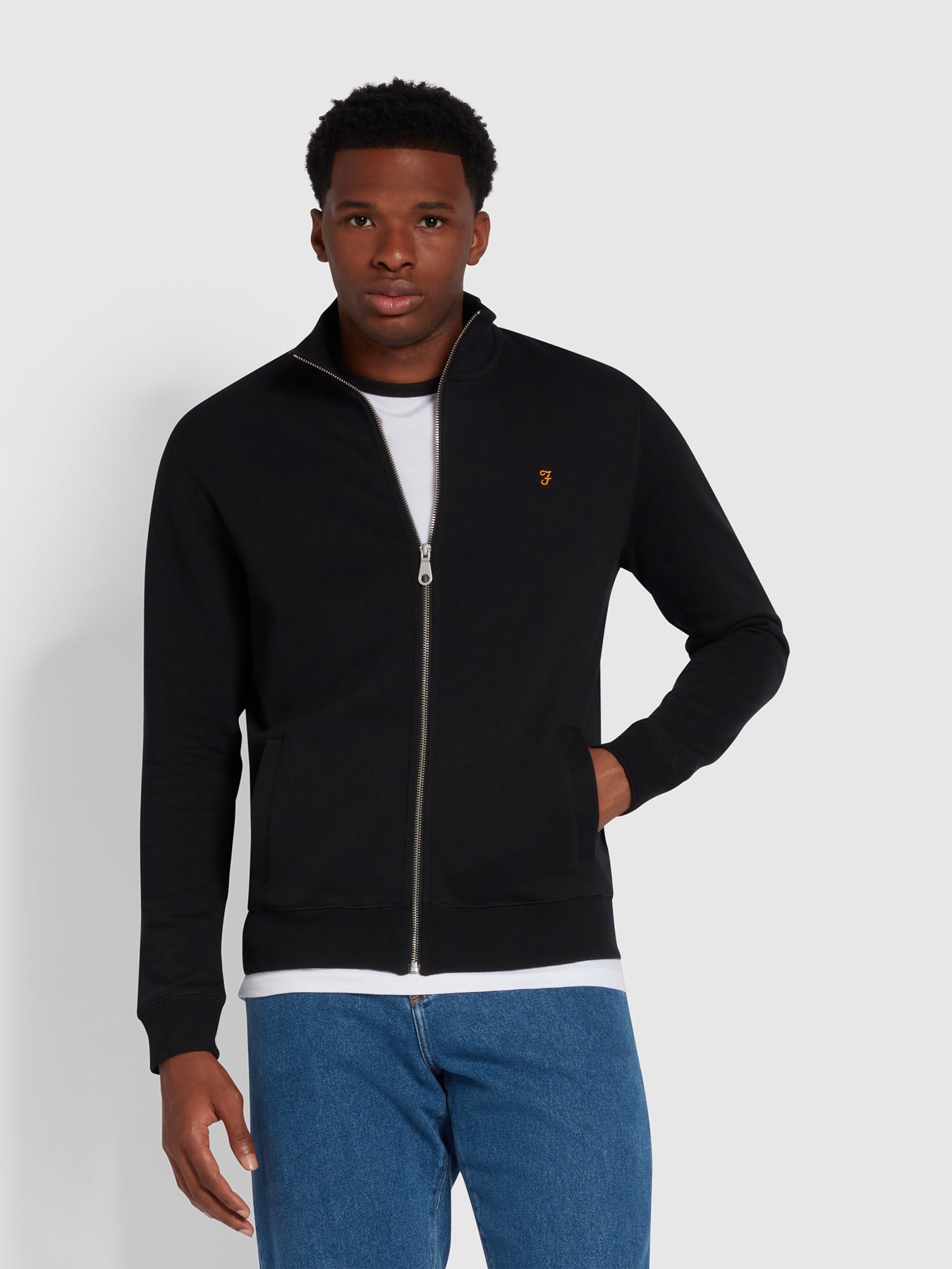 View Vance Organic Cotton Full Zip Sweatshirt In Black information