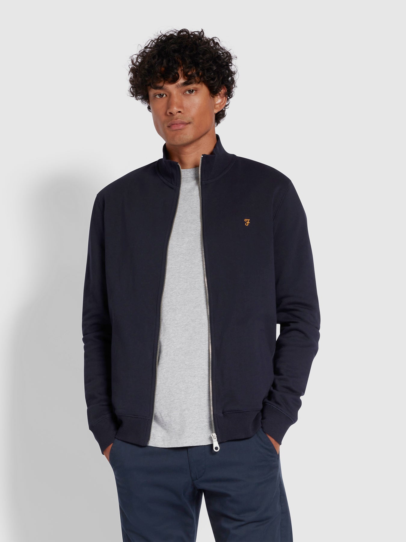 View Vance Organic Cotton Full Zip Sweatshirt In True Navy information