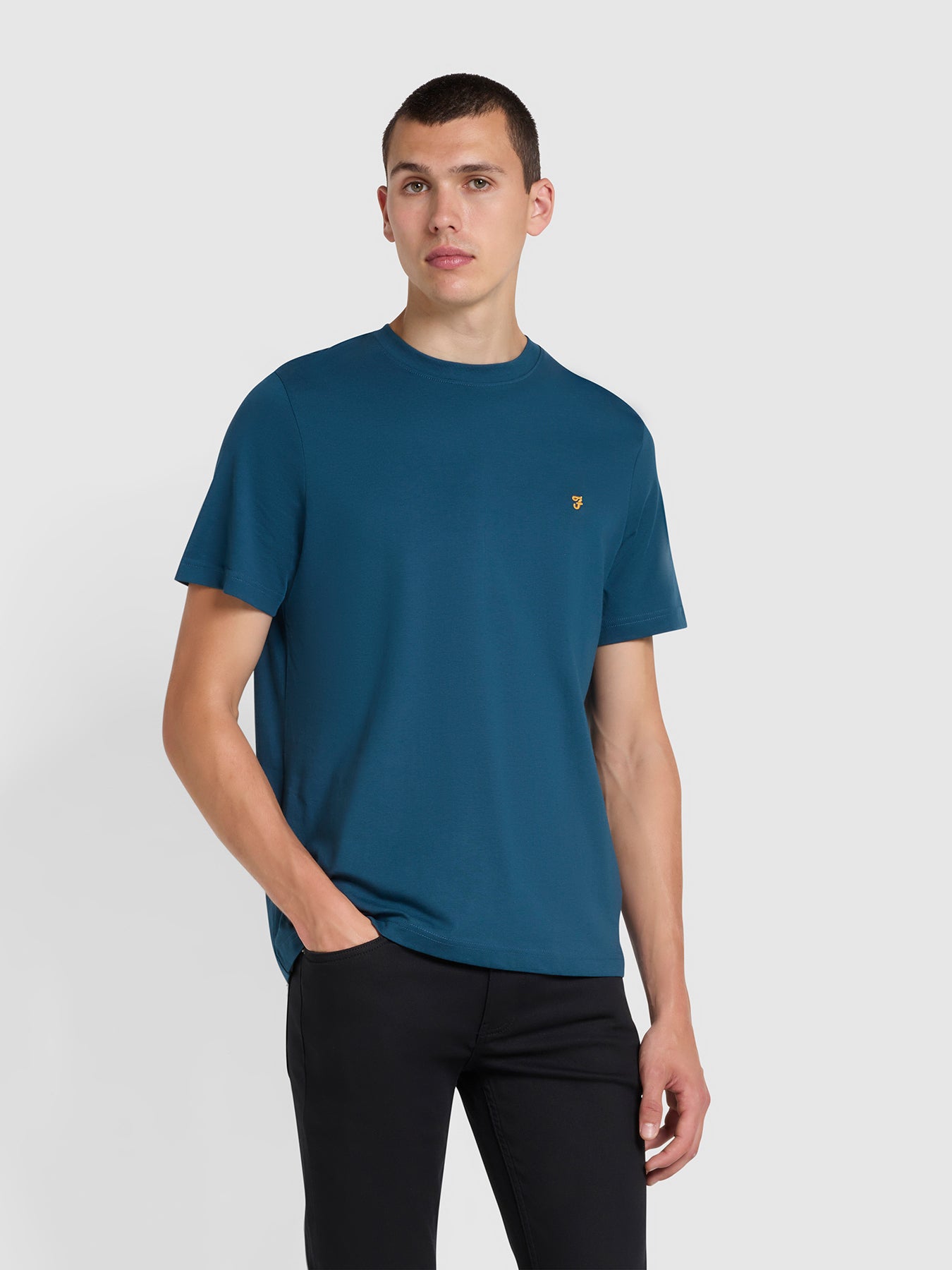 View Alexander Regular Fit Organic Cotton Circular TShirt In Atlantic information