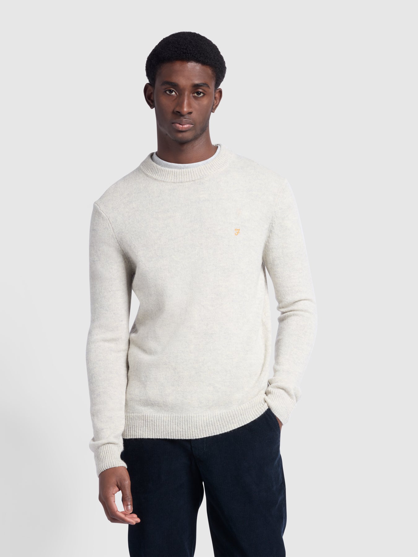 View Birchall Slim Fit Crew Neck Sweater In Fog information