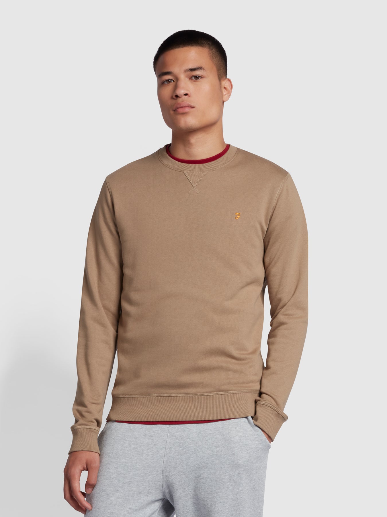 View Tim Slim Fit Crew Neck Sweatshirt In Beige information