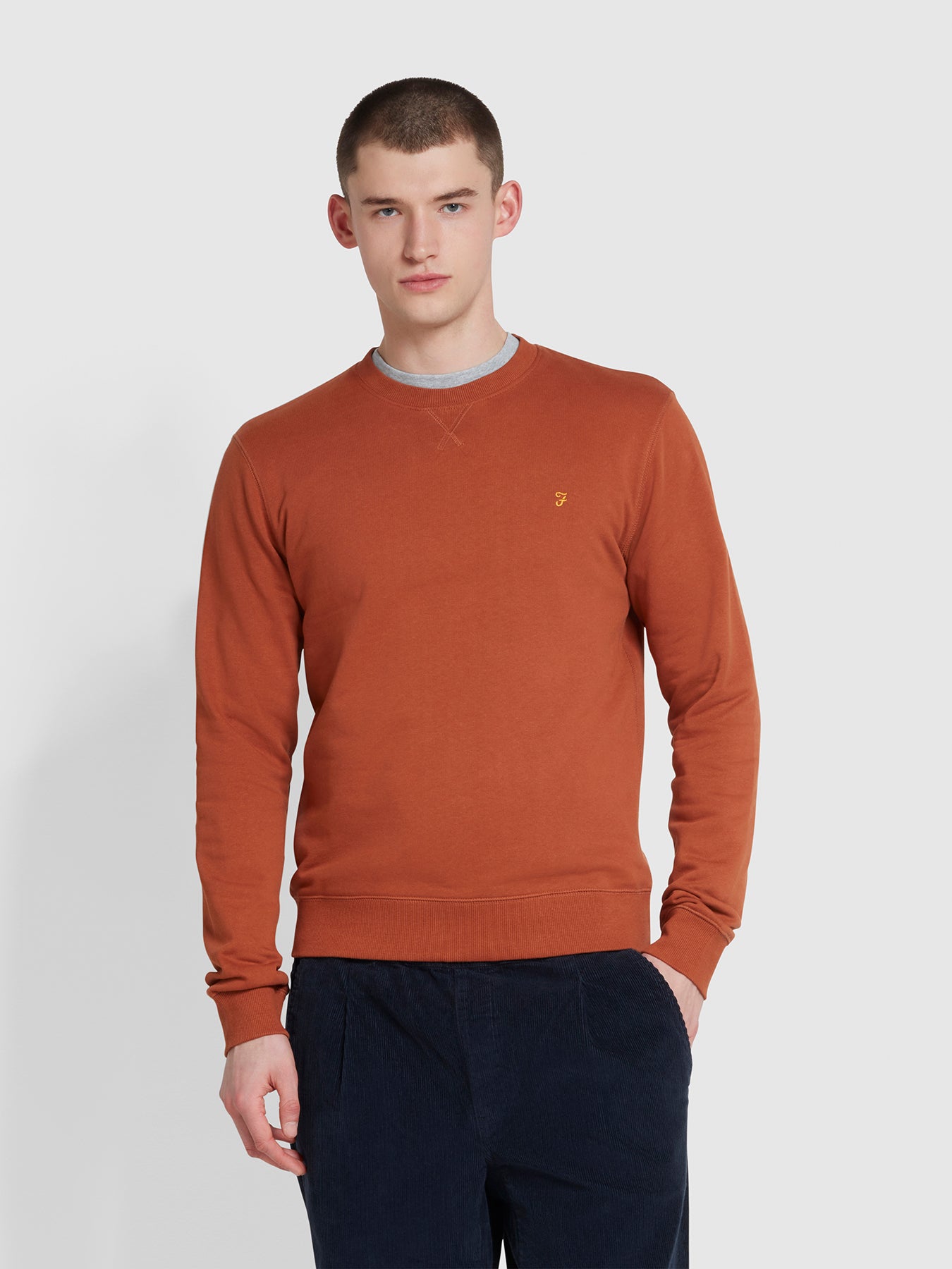 View Tim Organic Cotton Crew Neck Sweatshirt In Teak information