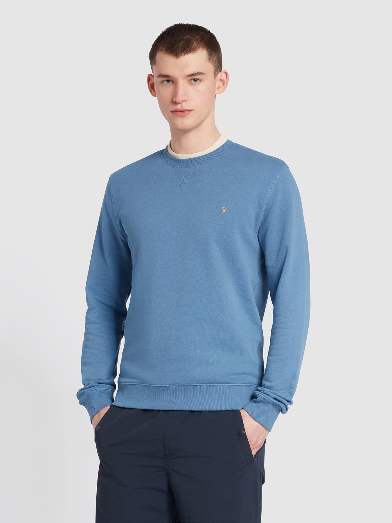 View Tim Organic Cotton Crew Neck Sweatshirt In Sheaf Blue information