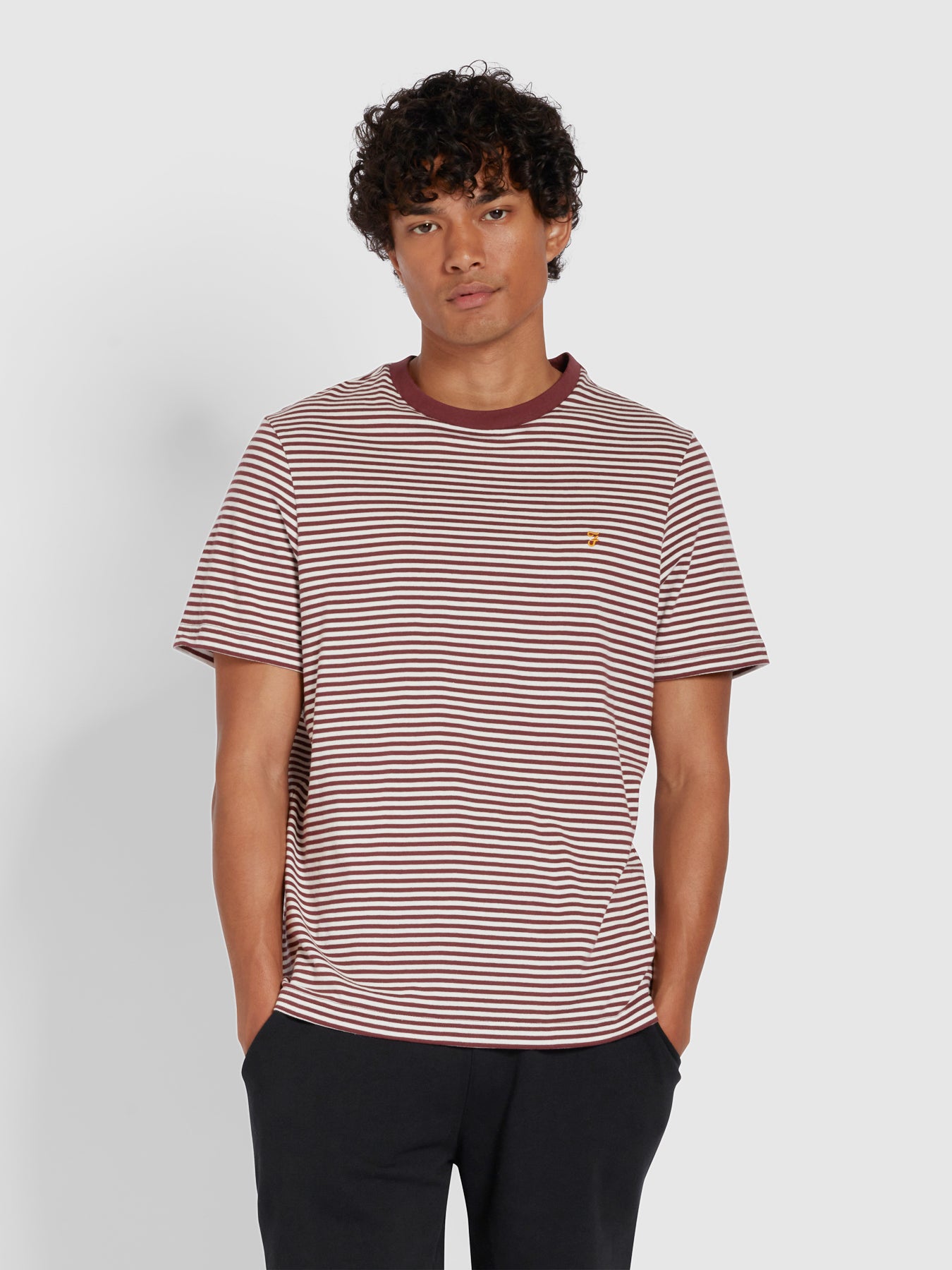 View Daytona Slim Fit Striped Organic Cotton TShirt In Farah Red information