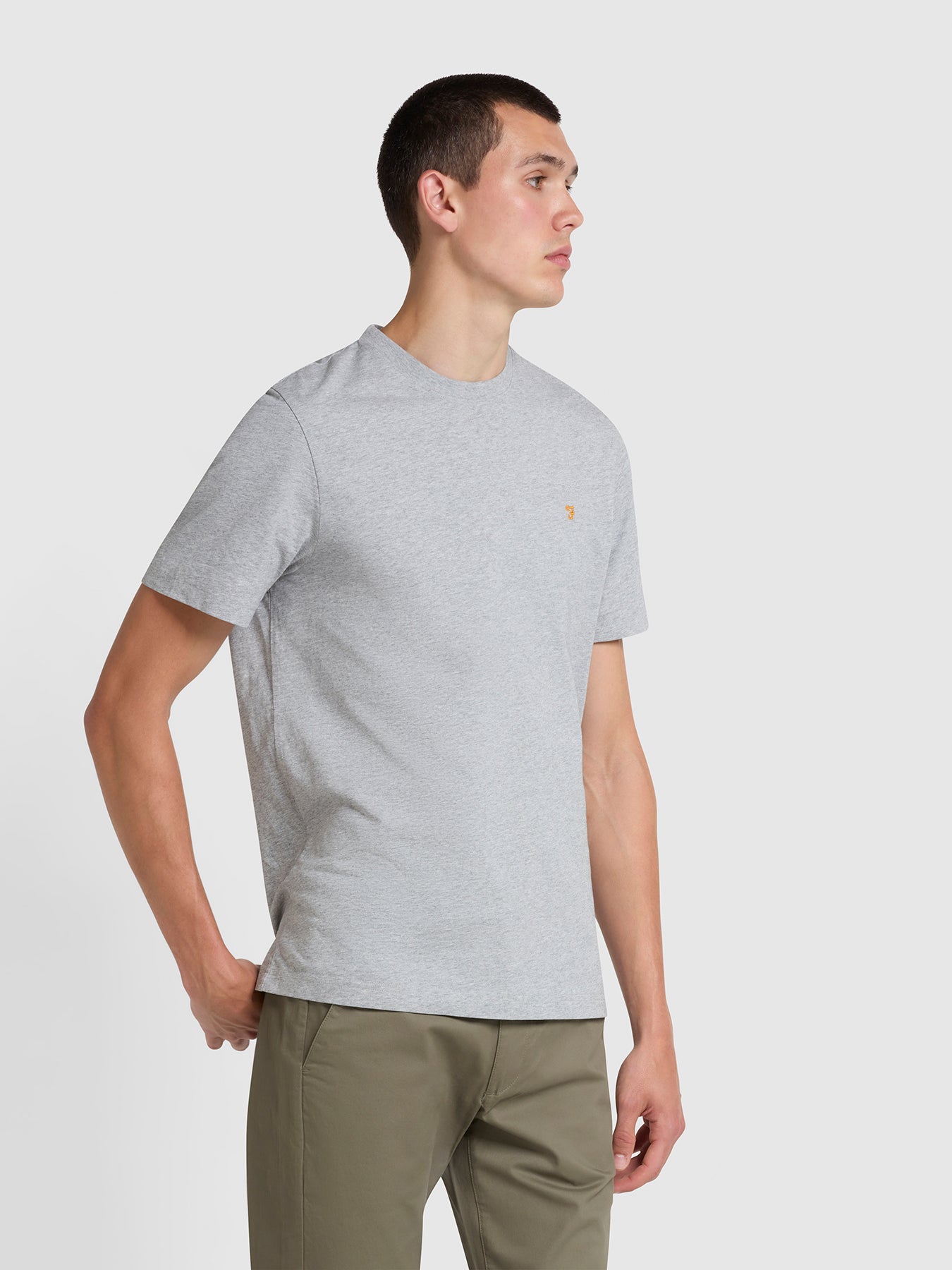 View Danny Slim Fit Organic Cotton TShirt In Grey Marl information