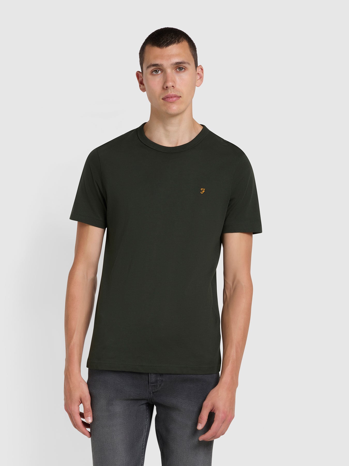 Danny Regular Fit Organic Cotton T-Shirt In Evergreen