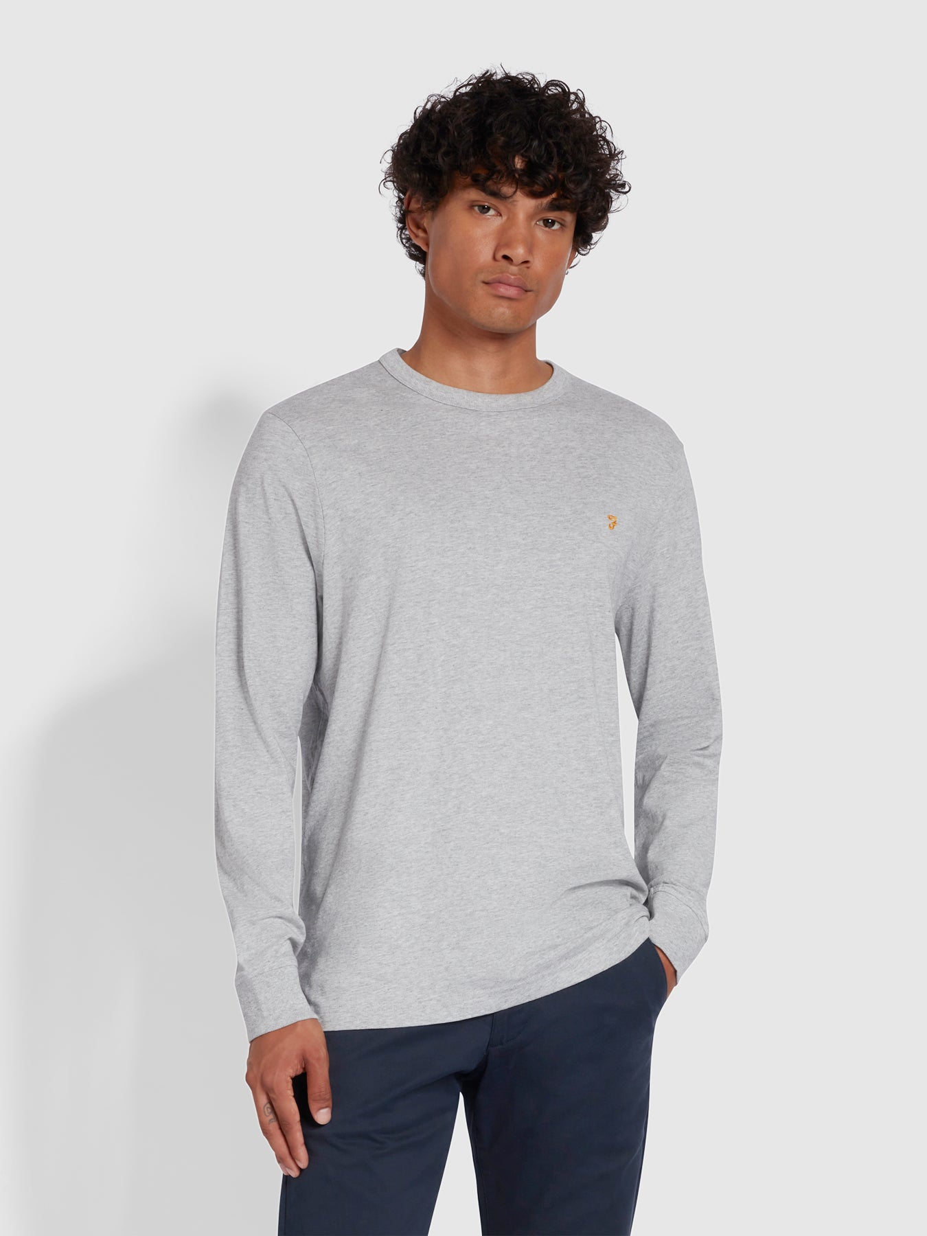 View Worthington Slim Fit Long Sleeve Organic Cotton TShirt In Grey Marl information