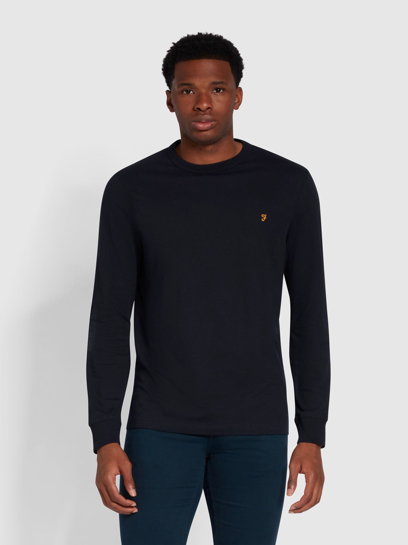 View Worthington Slim Fit Long Sleeve Organic Cotton TShirt In True Navy information