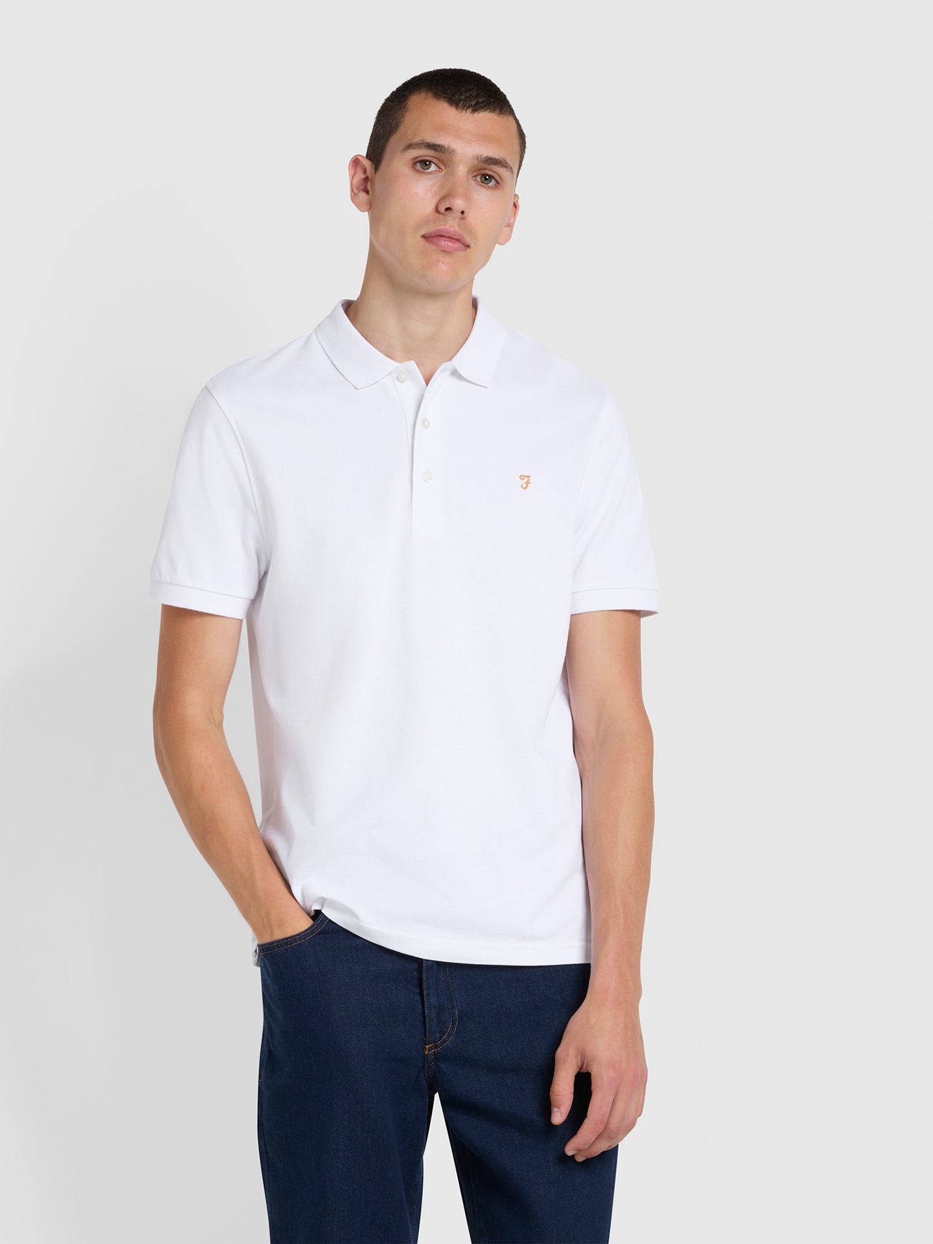View Blanes Slim Fit Organic Cotton Polo Shirt In White information