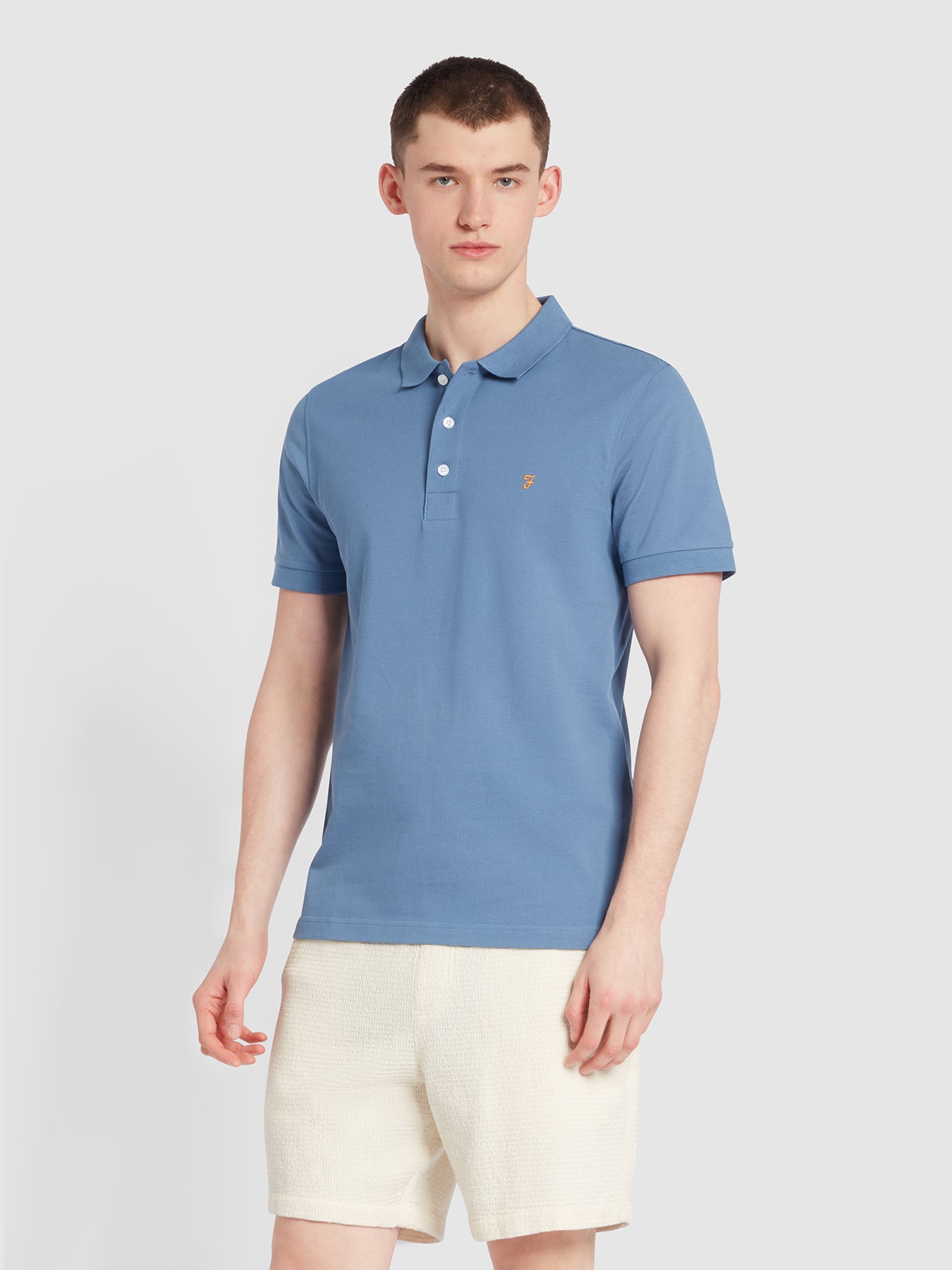 View Blanes Organic Cotton Short Sleeve Polo Shirt In Sheaf Blue information