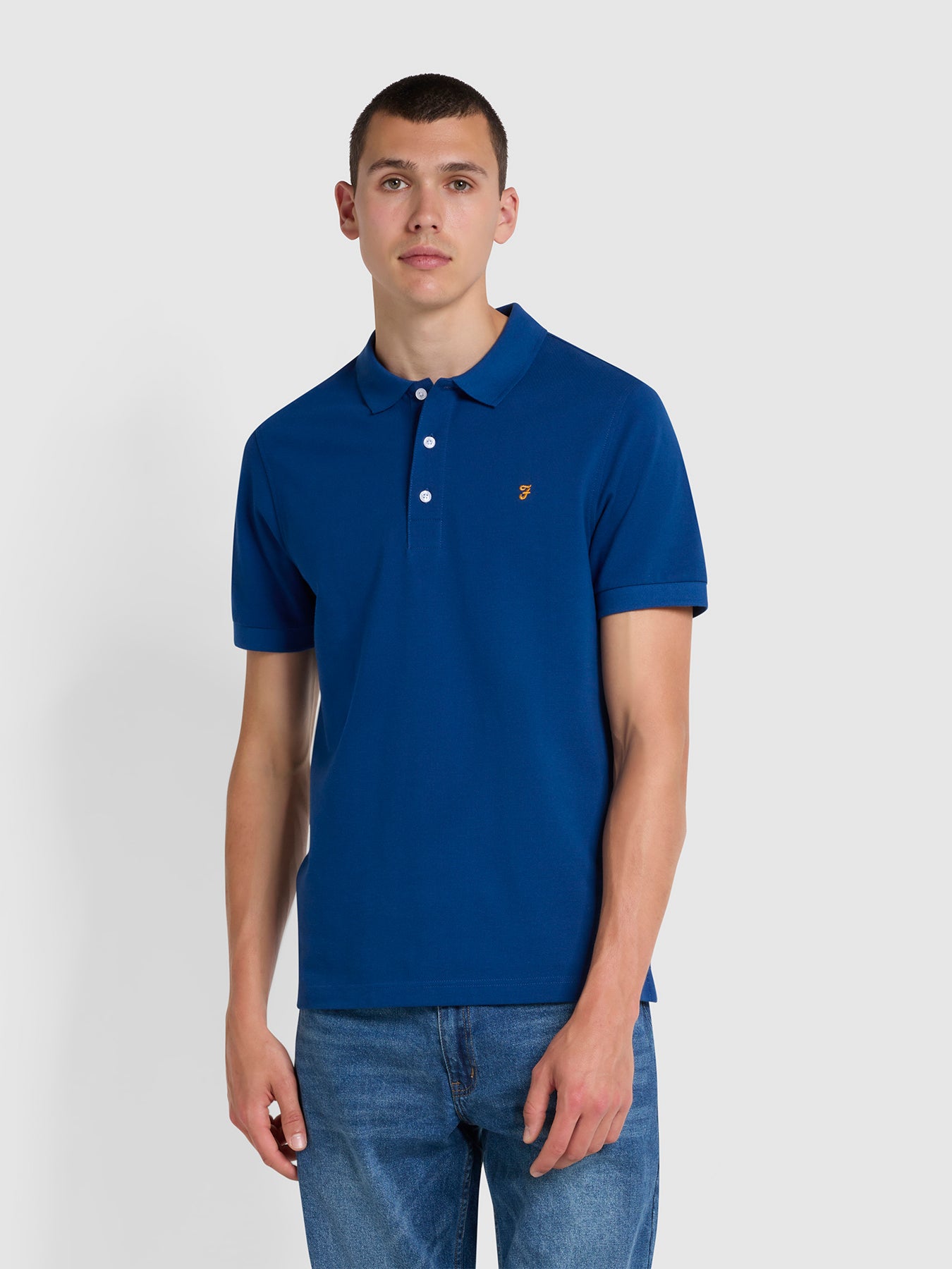 View Blanes Slim Fit Organic Cotton Polo Shirt In Blue Peony information