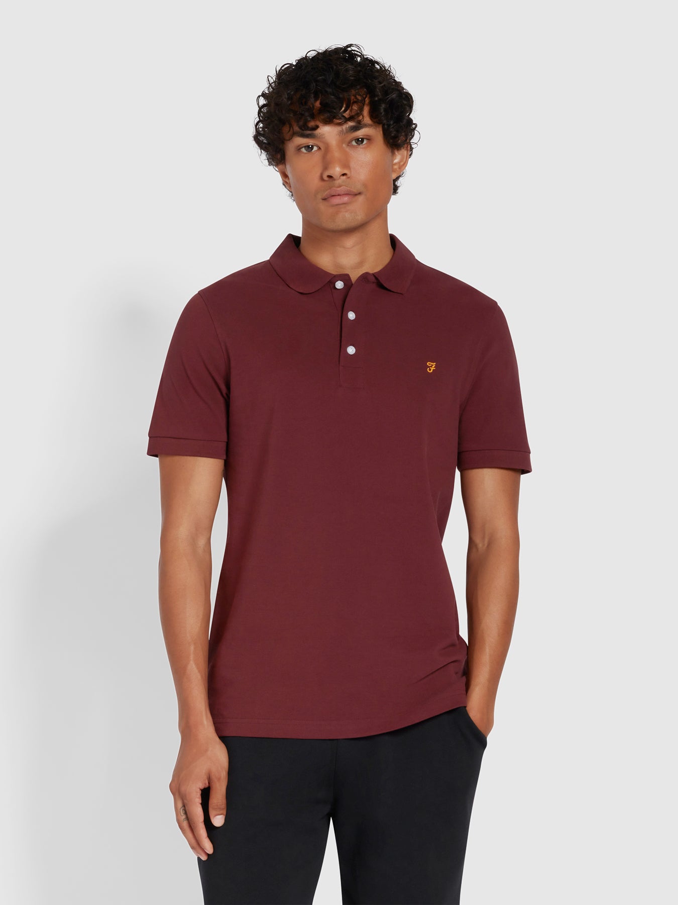 View Blanes Slim Fit Organic Cotton Polo Shirt In Farah Red information