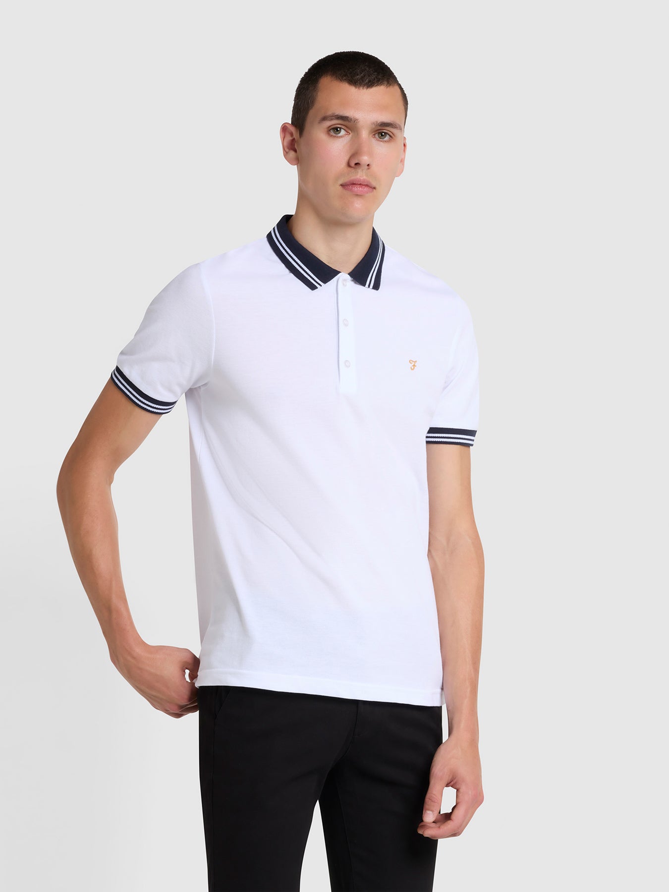 View Stanton Slim Fit Tipped Organic Cotton Polo Shirt In White information