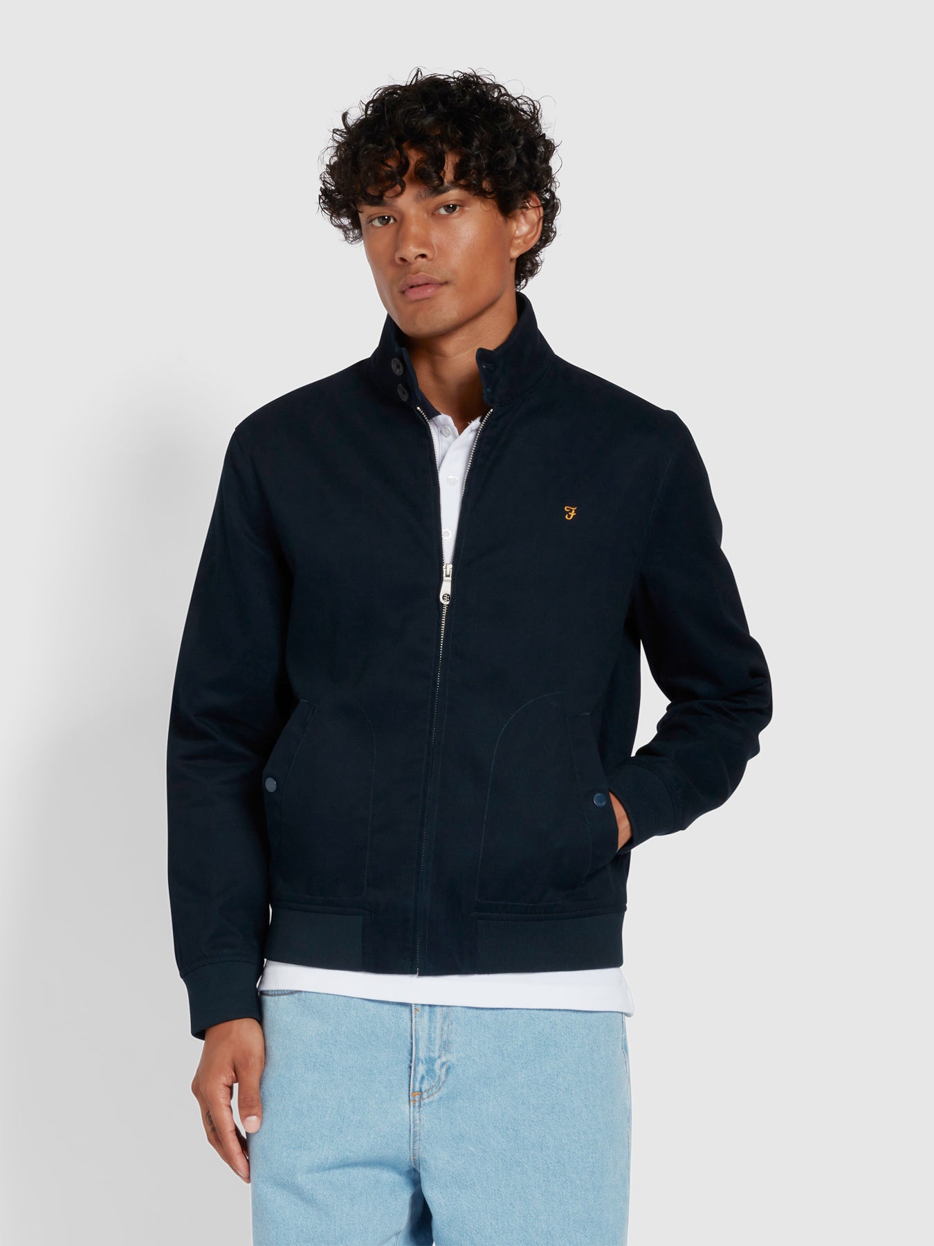 View Waldorf Organic Cotton Harrington Jacket In True Navy information