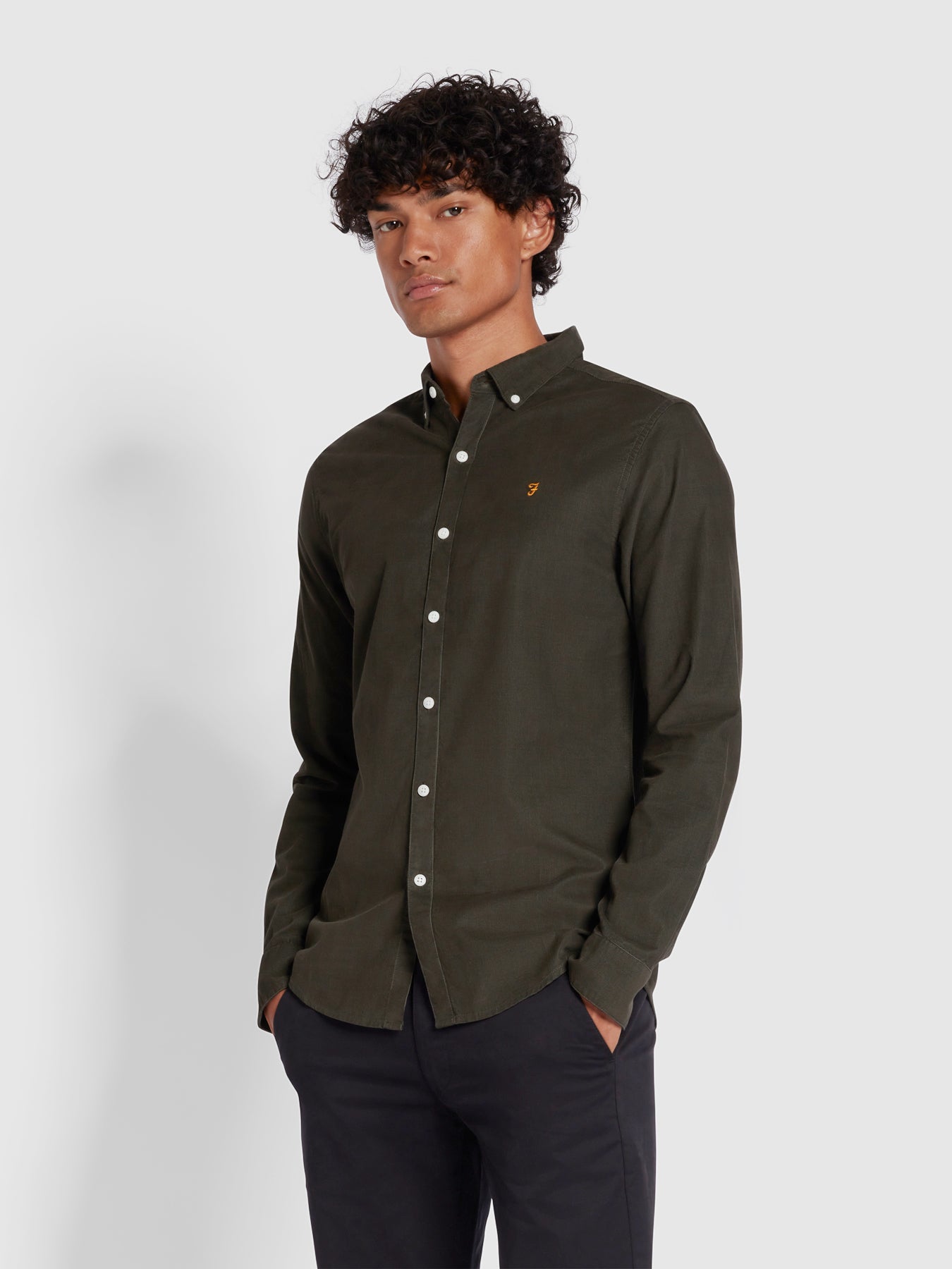 View Fontella Slim Fit Corduroy Shirt In Evergreen information