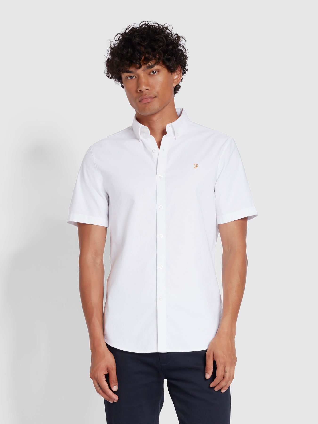 View Brewer Short Sleeve Oxford Shirt In White information