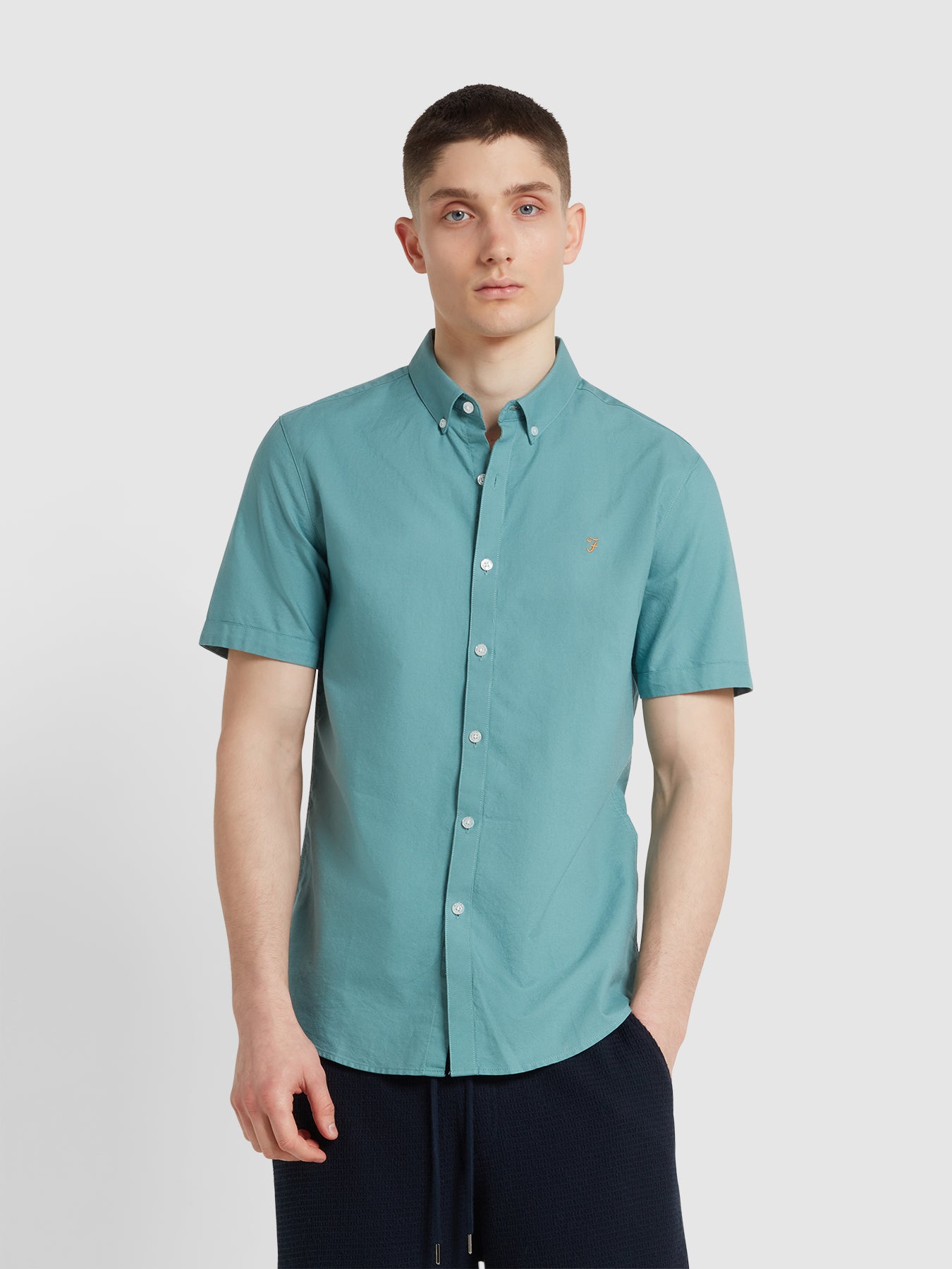 View Brewer Short Sleeve Shirt In Brook Blue information