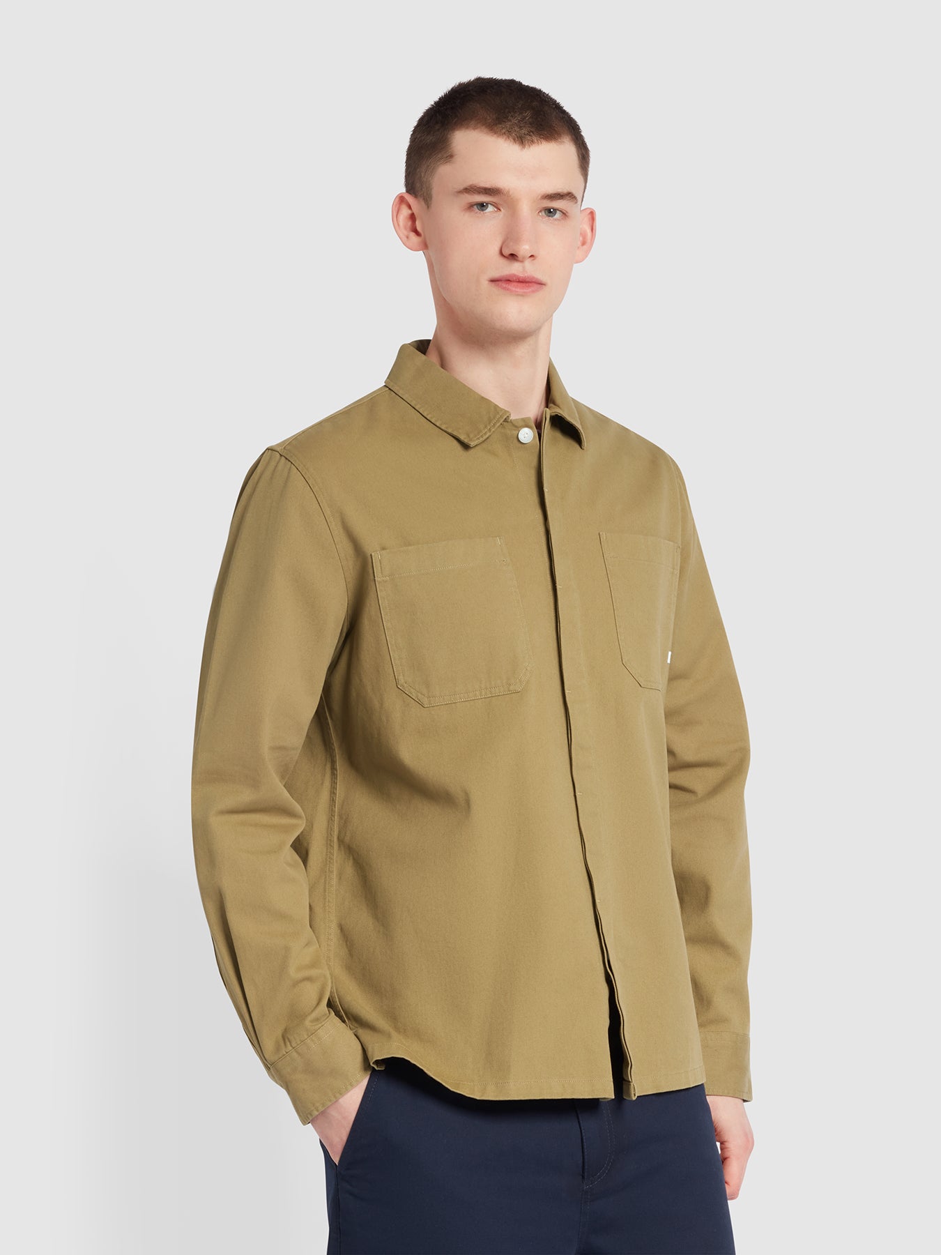 View Leon Relaxed Fit Overshirt In True Khaki information