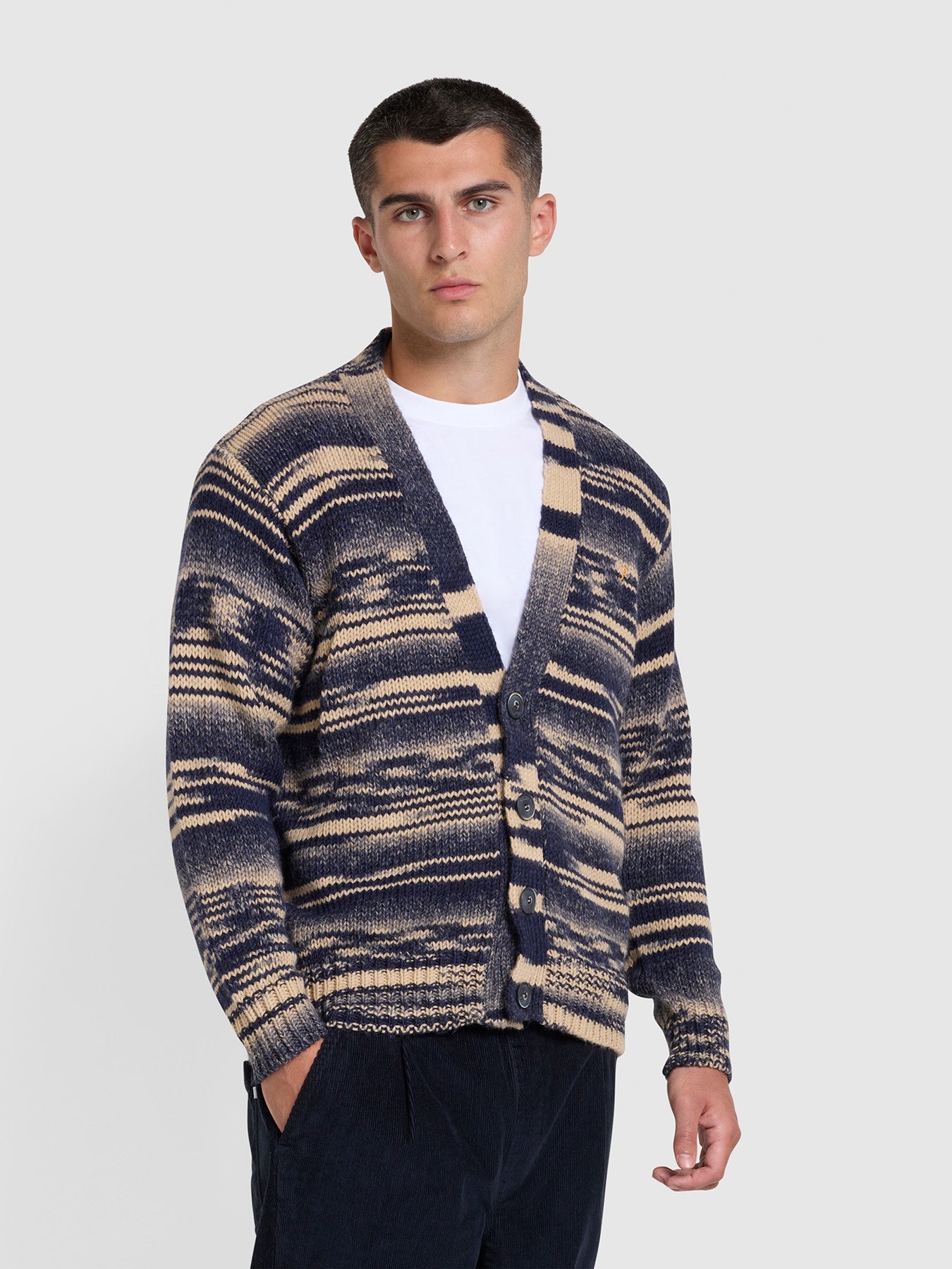 View Ferrick Regular Fit Long Sleeve Cardigan In True Navy information