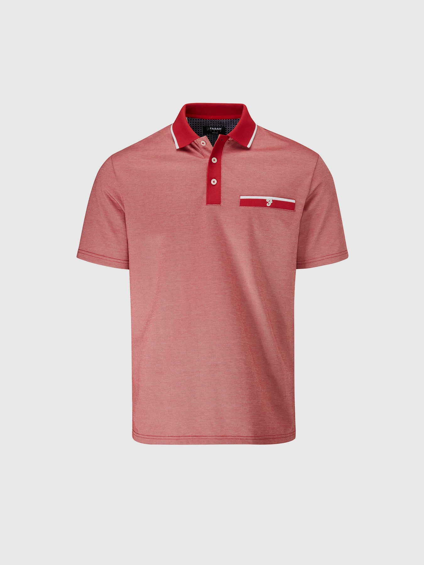 View Nelson Golf Polo Shirt In Red White information