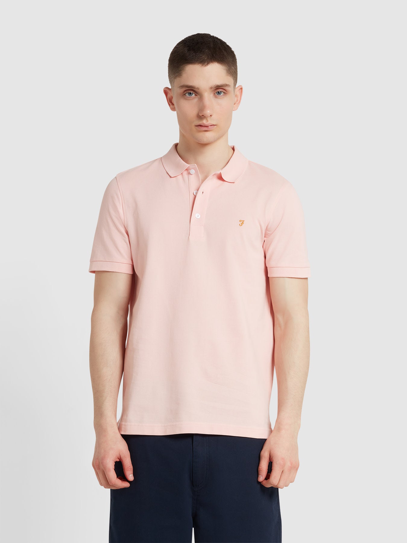 View Blanes Organic Cotton Short Sleeve Polo Shirt In Powder Pink information