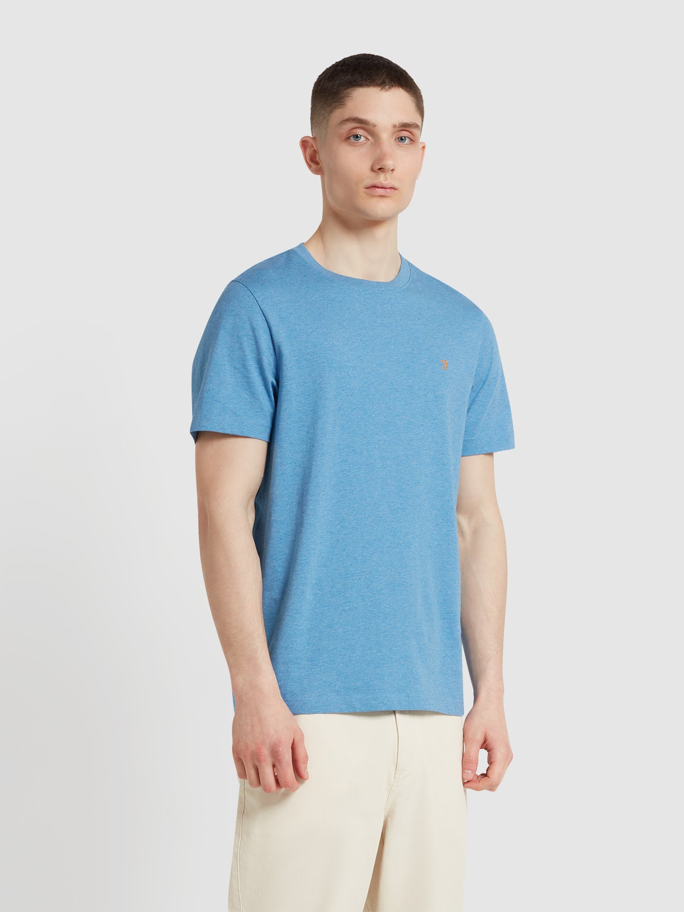 View Danny Regular Fit Organic Cotton TShirt In Arctic Blue Marl information