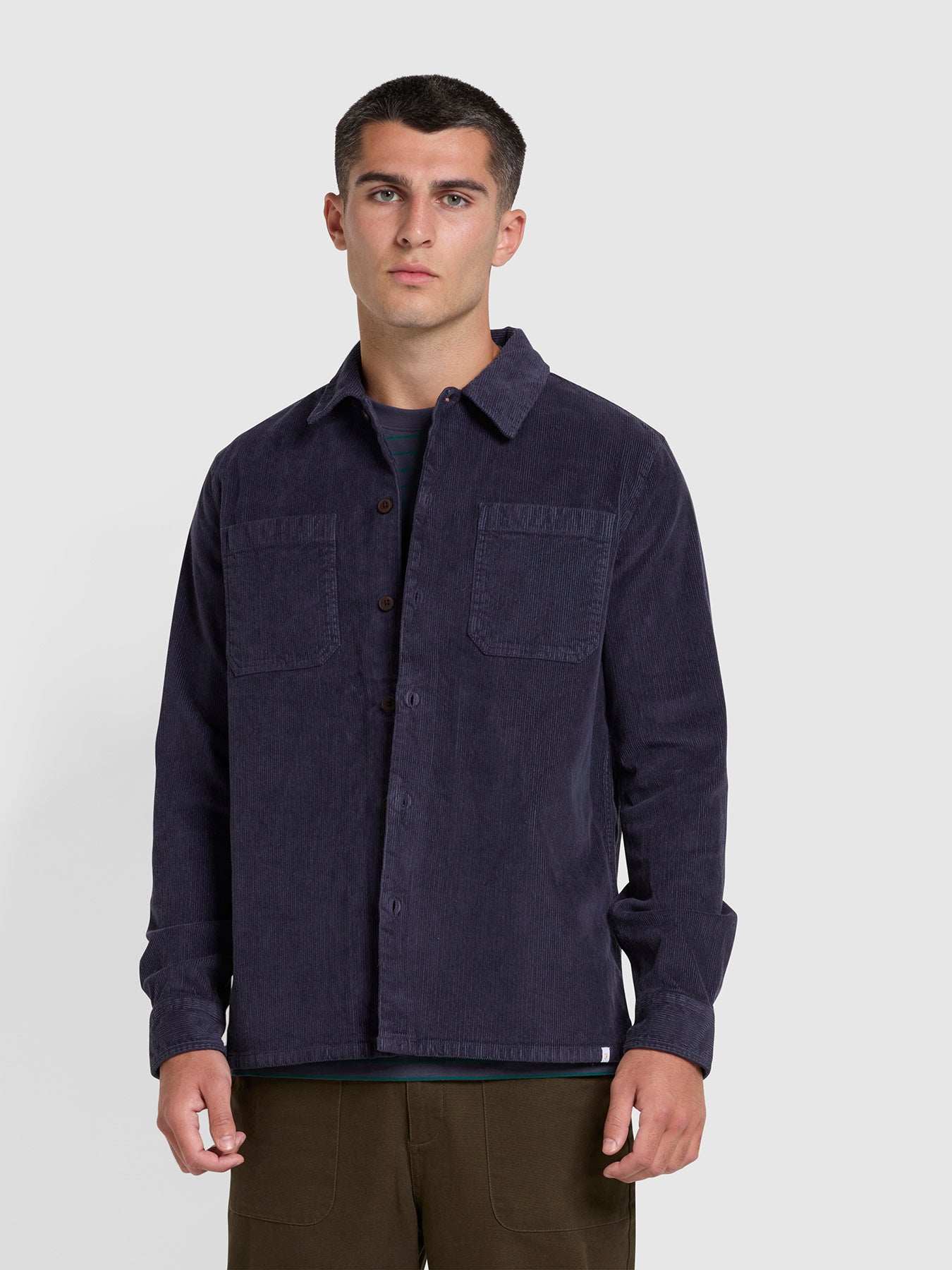 View Kitner Relaxed Fit Corduroy Overshirt In Liquorice Blue information