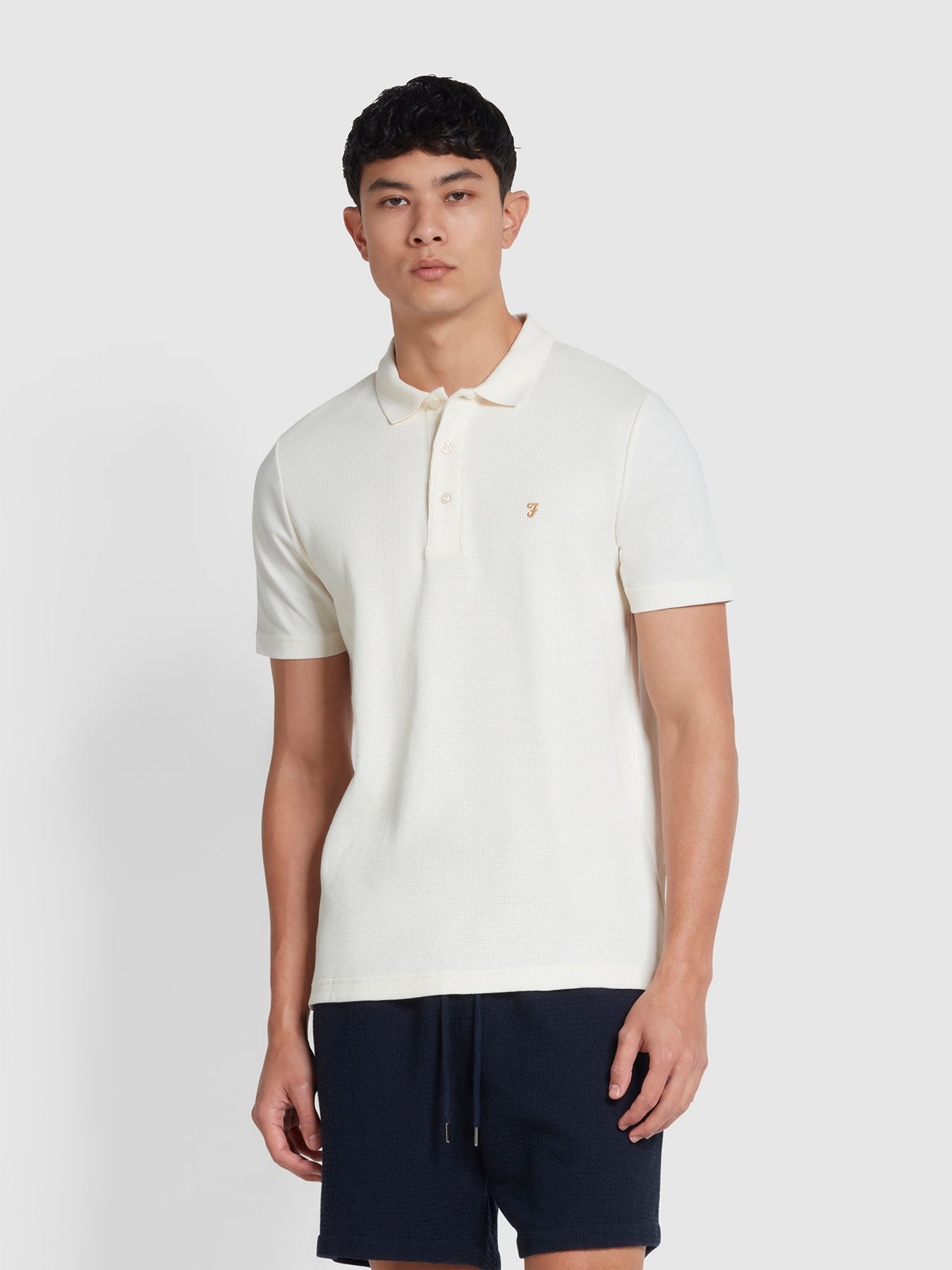 View Forster Textured Polo Shirt In Ecru information