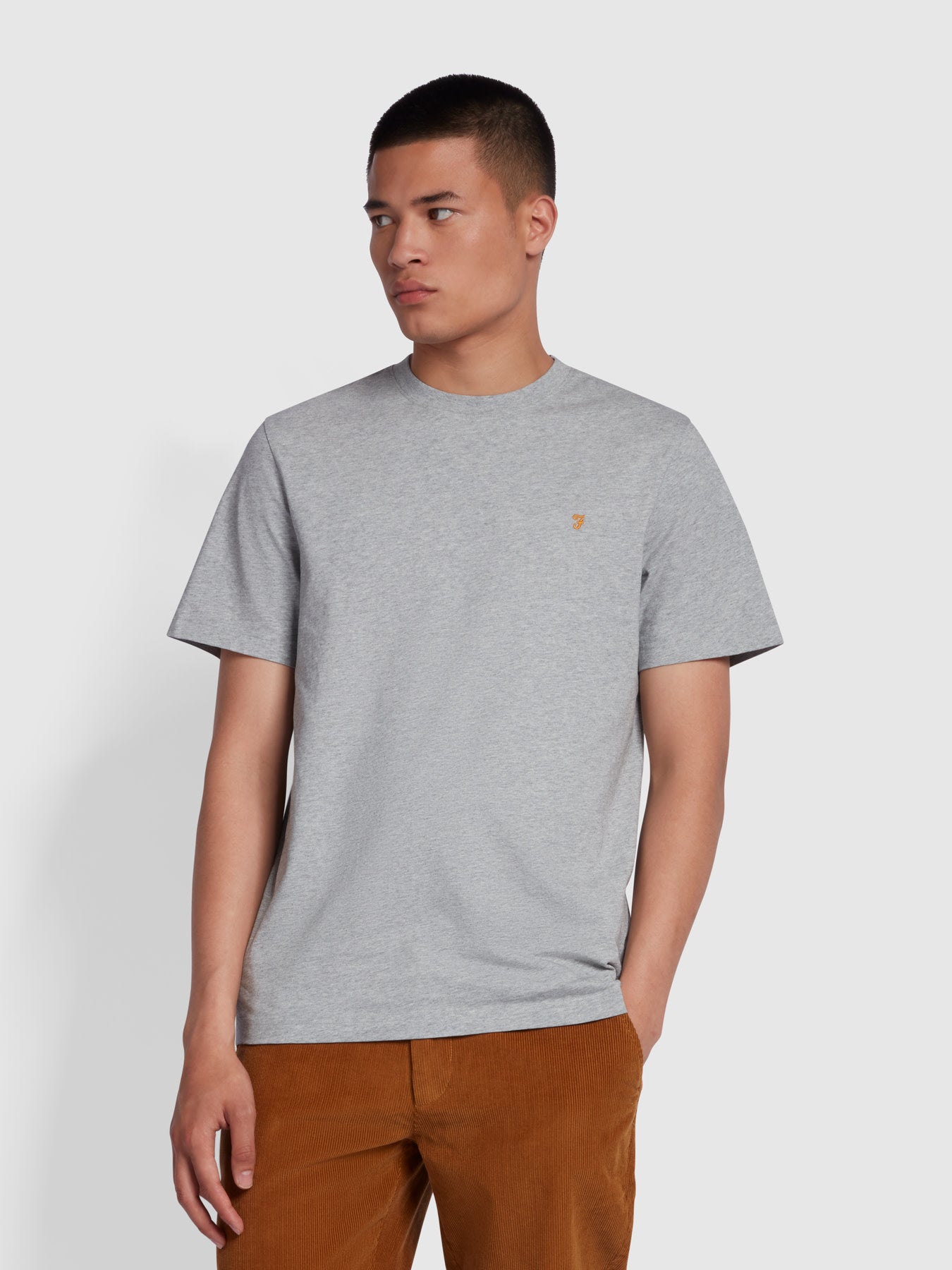 View Danny Regular Fit Organic Cotton TShirt In Farah Grey Marl information