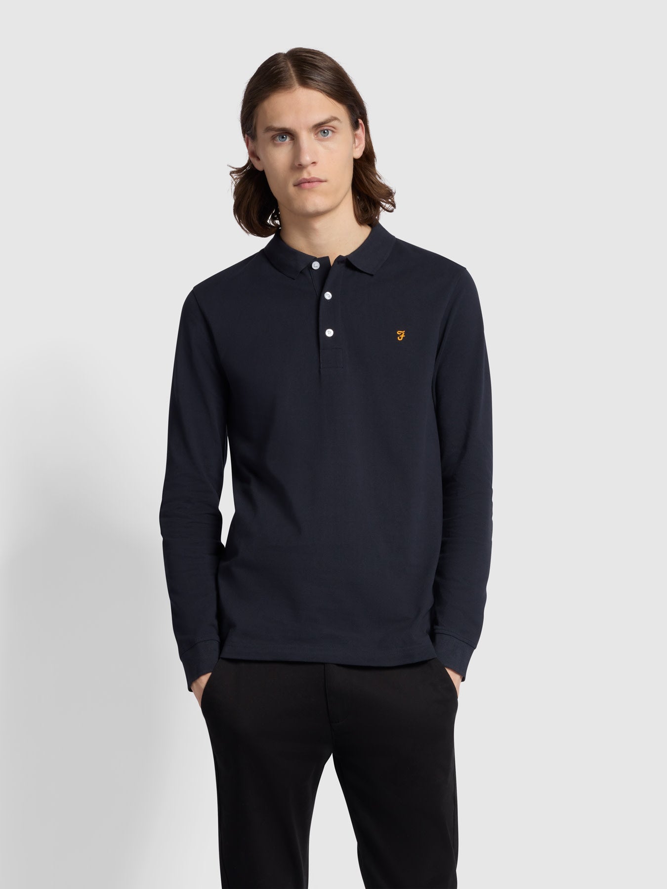View Blanes Organic Cotton Long Sleeve Polo Shirt In True Navy information